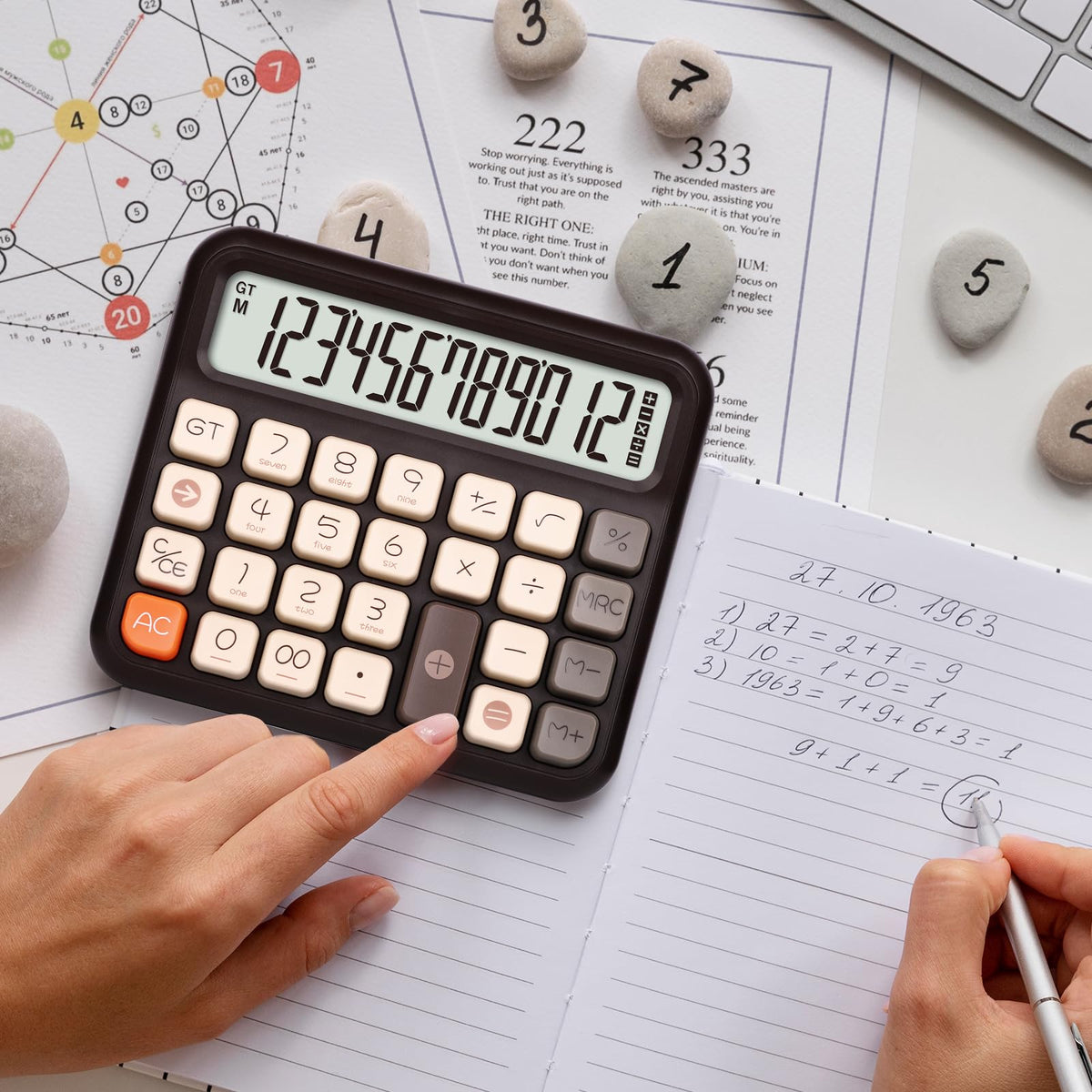Calculadora de Escritorio pendancy Rosa Pantalla LCD Extra Grande para Oficina, Escuela, Uso Doméstico