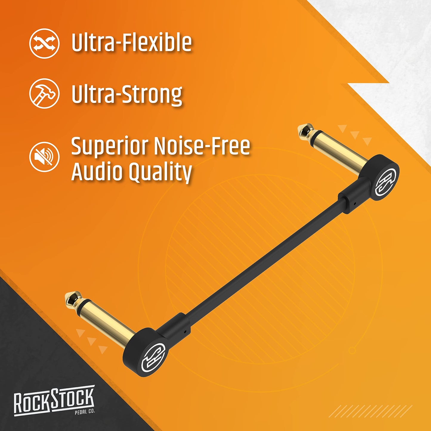 Cables de Conexión para Guitarra Rock Stock Negro Ultradelgados 4 Pulgadas en Forma de C Paquete de 3