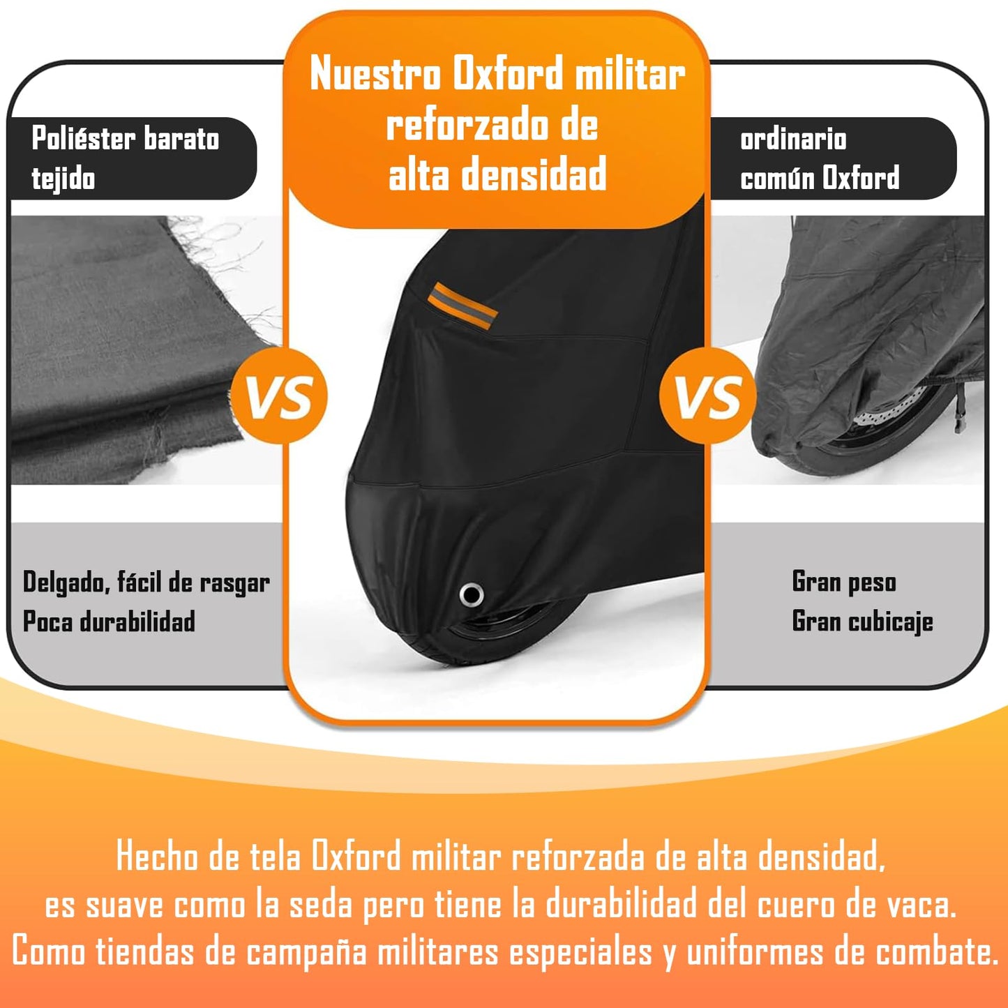 Funda para Moto Impermeable,Cubierta de motocicleta resistente de tela Oxford 210D,Anti-UV Anti Desgarro Universal con Bolsa de Almacenamiento con 4 Tiras Reflectantes y 2 Orificios para Cerradura