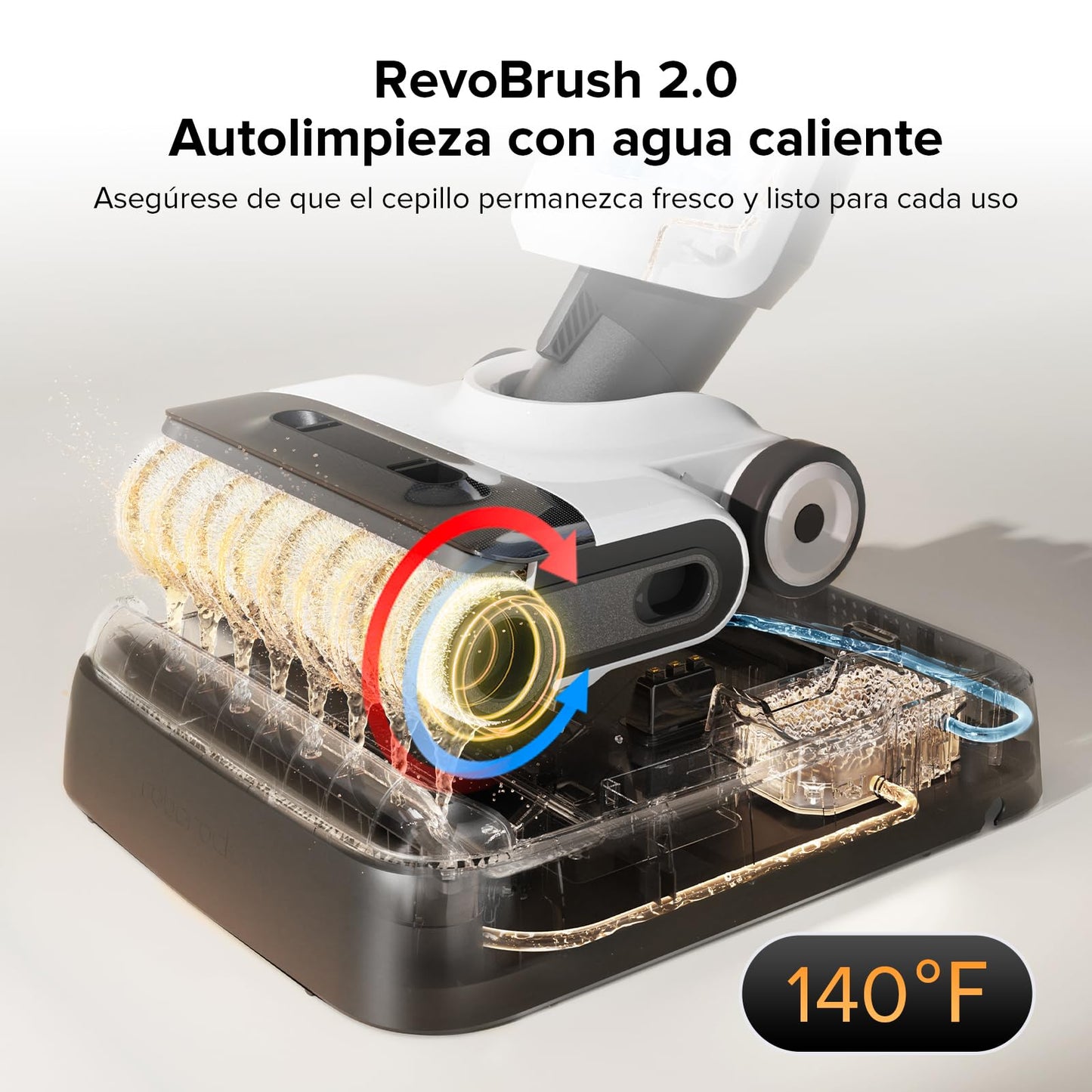 Aspiradora en húmedo y seco Roborock Flexi, diseño FlatReach de 180°, mopa inalámbrica de 17 000 Pa con autolimpieza con Agua Caliente y autosecado, Borde a Borde, mosaicos y Pisos Duros