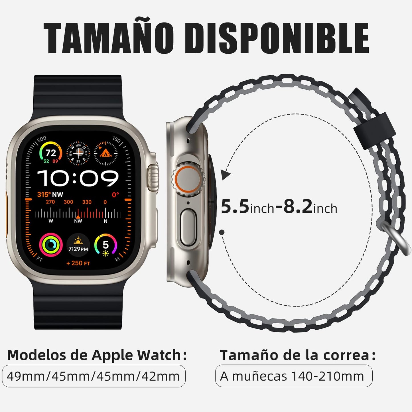Correa de Silicona Vcegari Ocean Sport para Apple Watch Ultra 2 Hombre