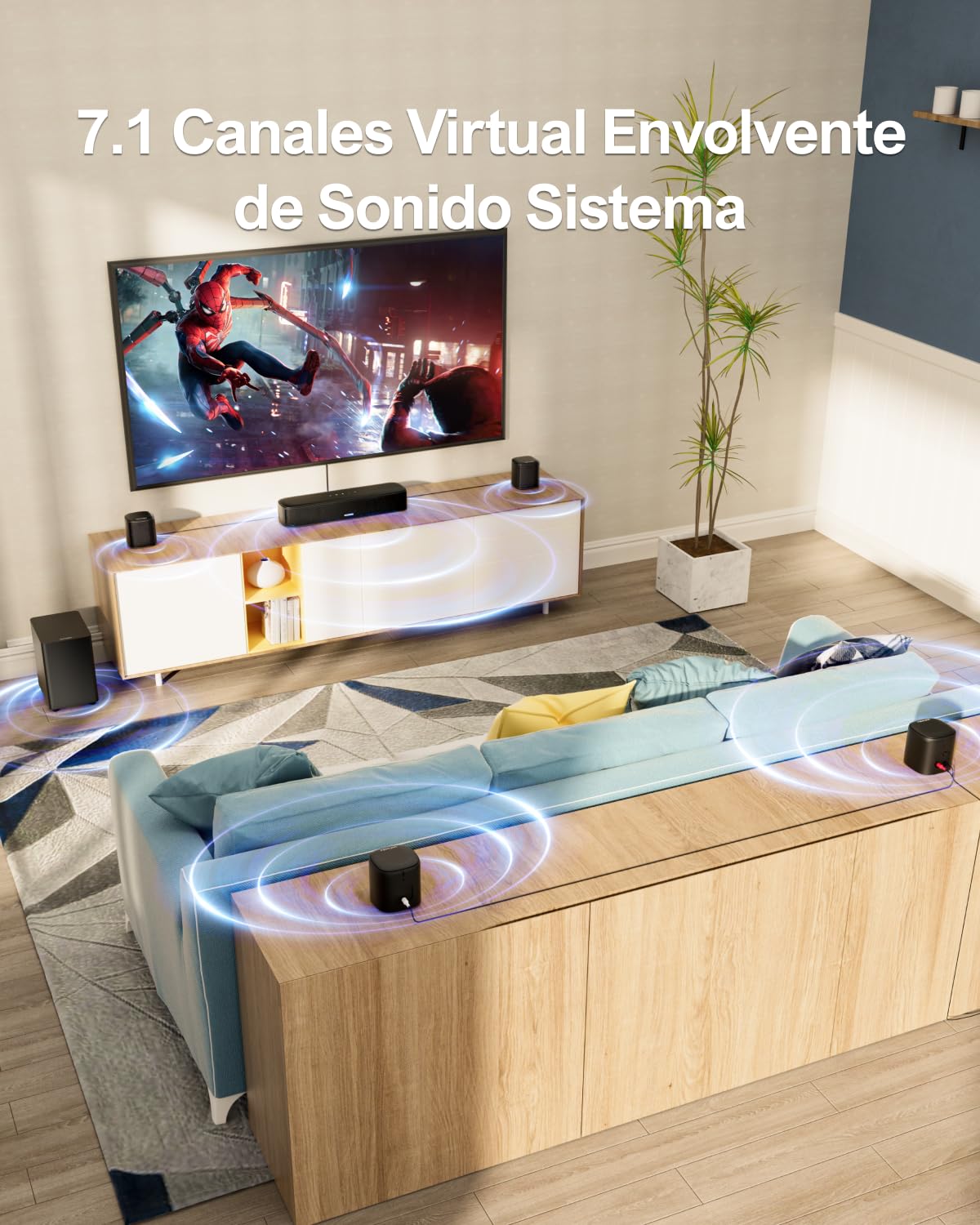 ULTIMEA 7.1 Barra de Sonido TV con Subwoofer, Sistema de Sonido Envolvente Virtual, 4 Altavoces Surround, Control por Aplicación, Potencia Pico 330W, Opt/AUX, Aura A40