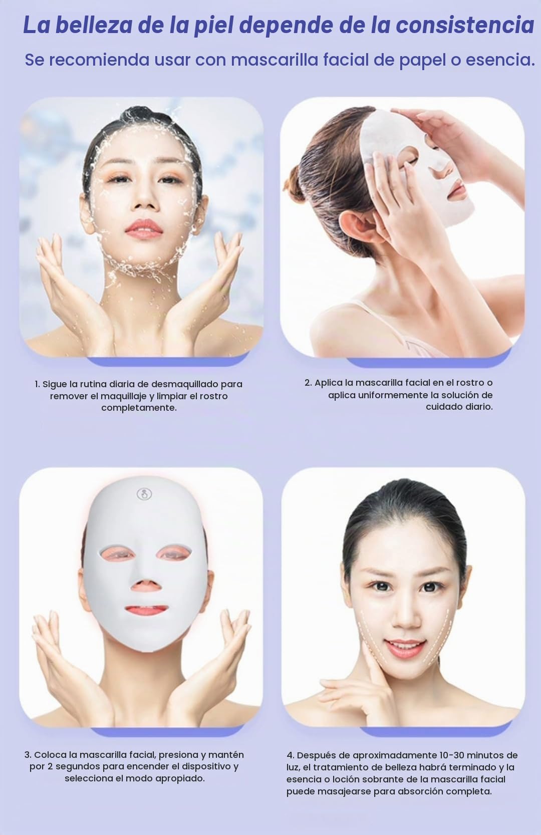 Jooley - Máscara facial LED para terapia de luz, 7 colores LED, portátil y recargable, 1 unidad, rojo y blanco