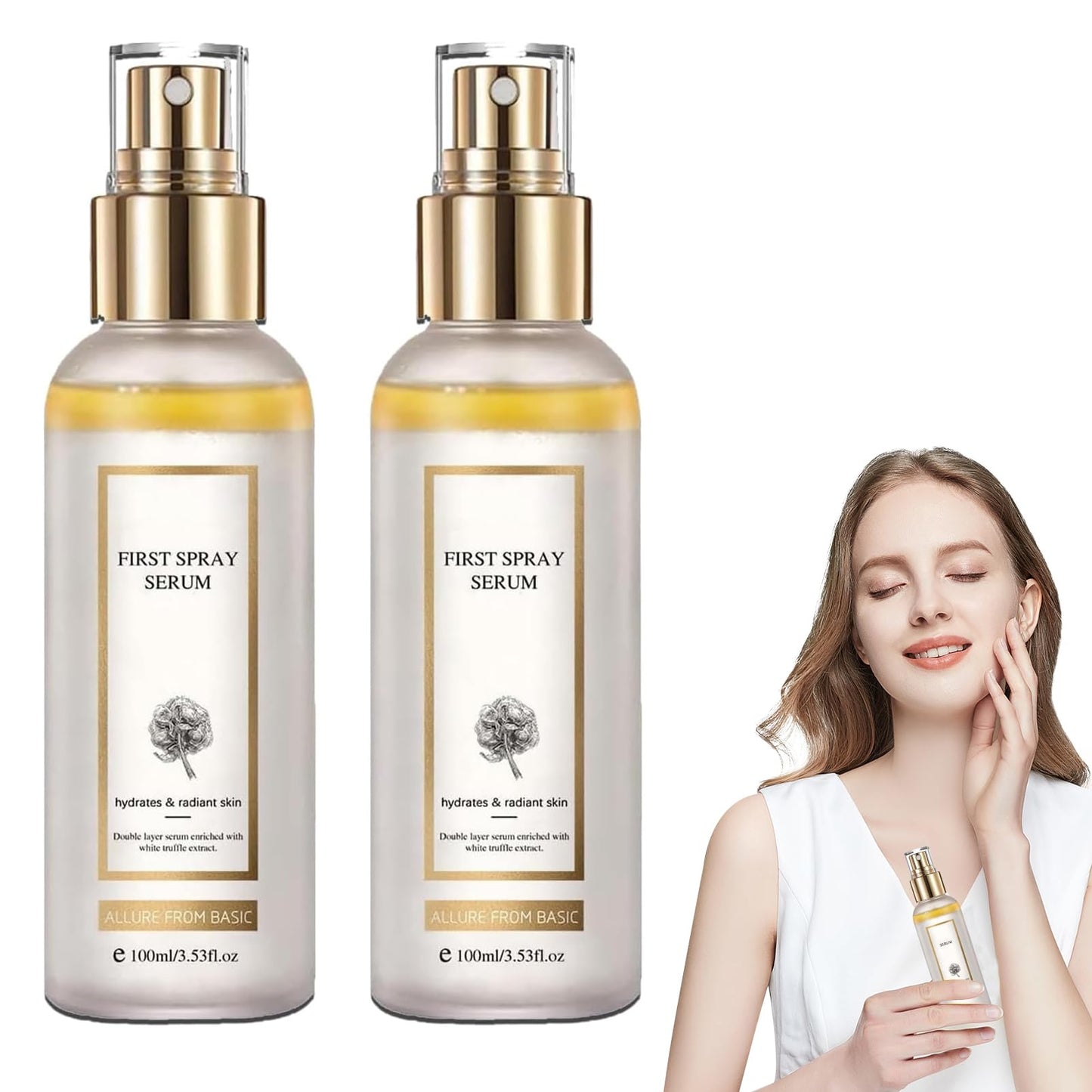 White Truffle First Spray Serum, Hydrating Facial Mist With White Truffles, Glowy Hydrating Antioxidant Serum Face Mist, Glow Serum For Radiant Skin (2PCS)
