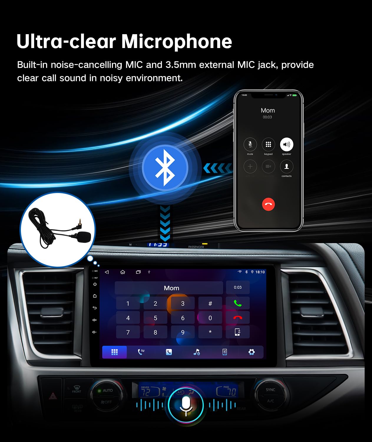 ViaBecs - Radio Android 13 para Toyota Highlander 2014-2019, visualización táctil QLED HD de 10.2 pulgadas, 6G+128G con Apple Carplay, Android Auto, WiFi, DSP, SWC, Radio FM AM