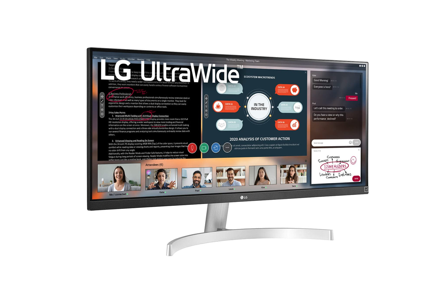 LG 29WN600-W Monitor de computadora Ultra Ancho de 29 Pulgadas, visualización IPS WFHD con HDR10 (Plateado)