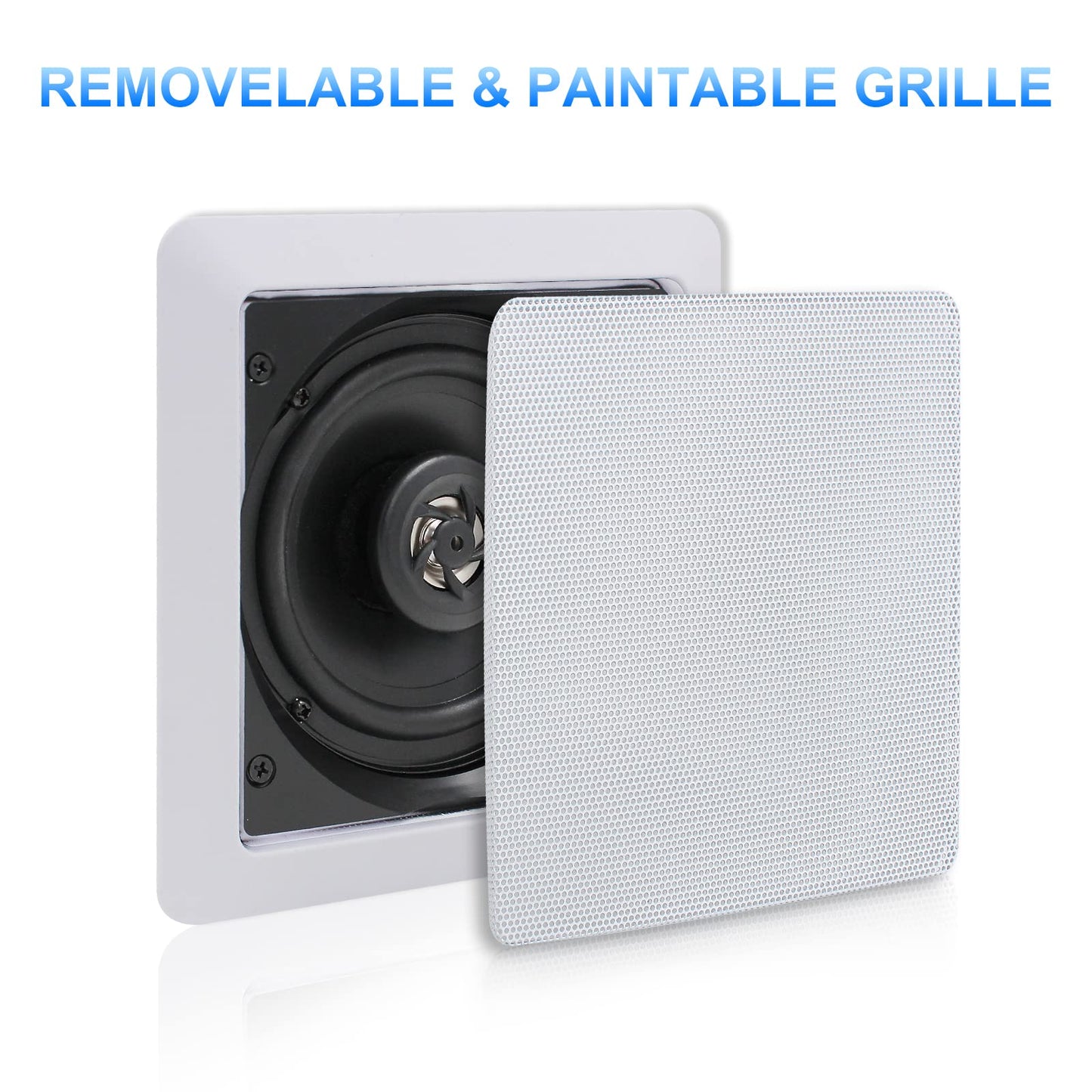 Herdio - Altavoces de techo Bluetooth, 320 W, 5.25 pulgadas, sistema de sonido envolvente, perfecto para cine en casa, TV, baño, blanco, 2 pares