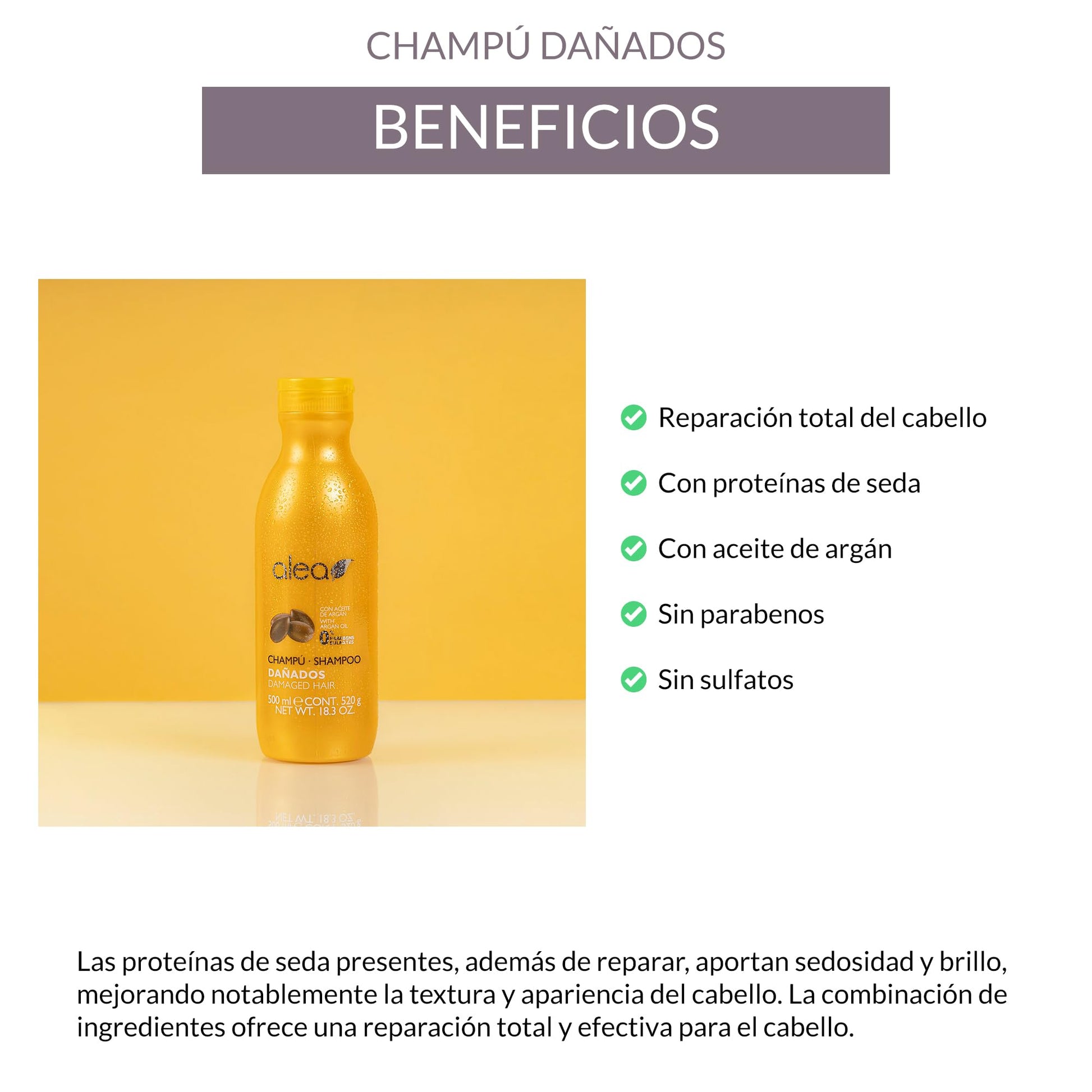 Shampoo Alea Argan 18.3oz para Cabello Dañado