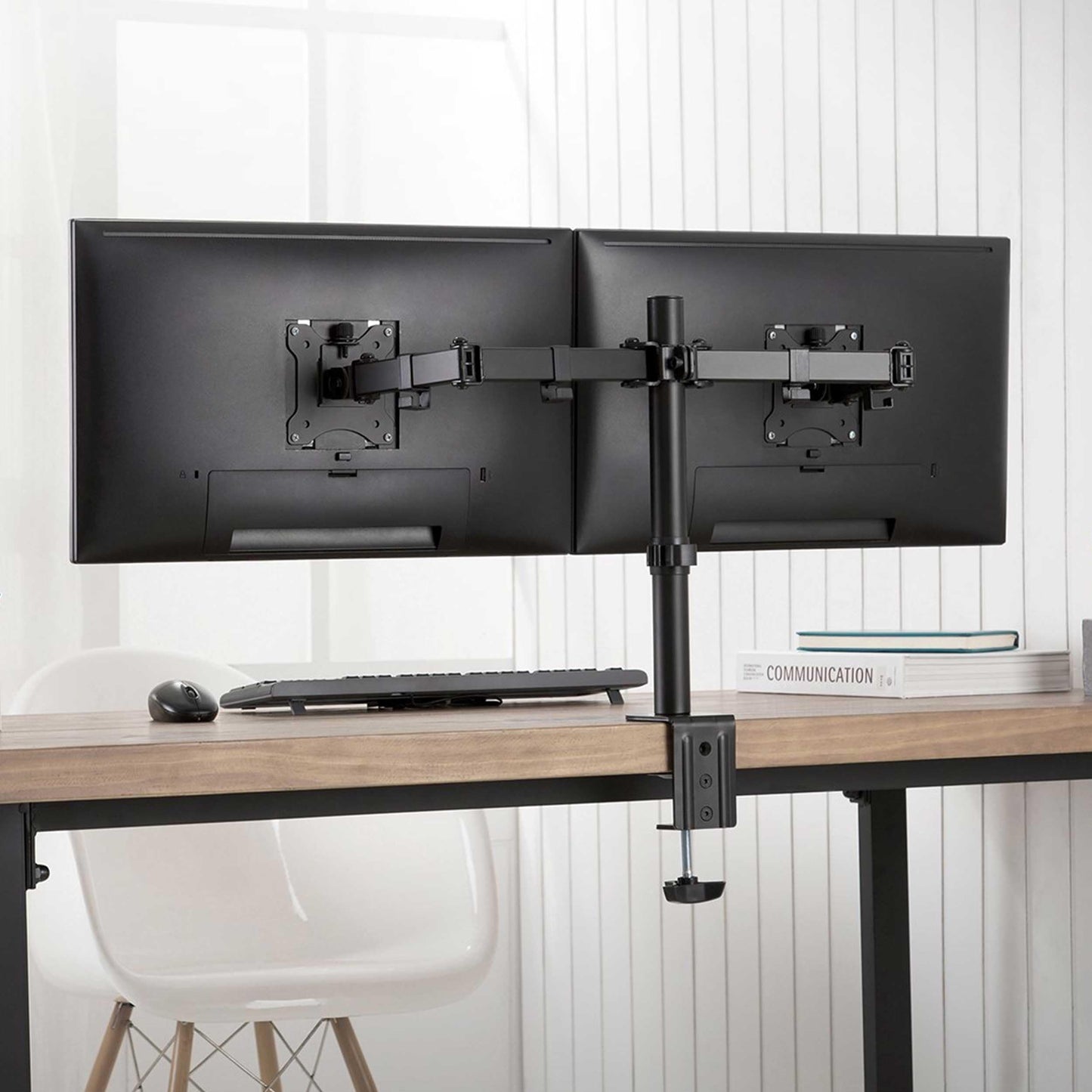 Lucky Owl Soporte Doble Brazo para Monitor Ajustable 17-32" Pulgadas (PM100-MD1732) Carga Maxima de 9kg VESA de 100 * 100MM rotación de 360° Brazo de 450mm Resistente Material Reforzado.