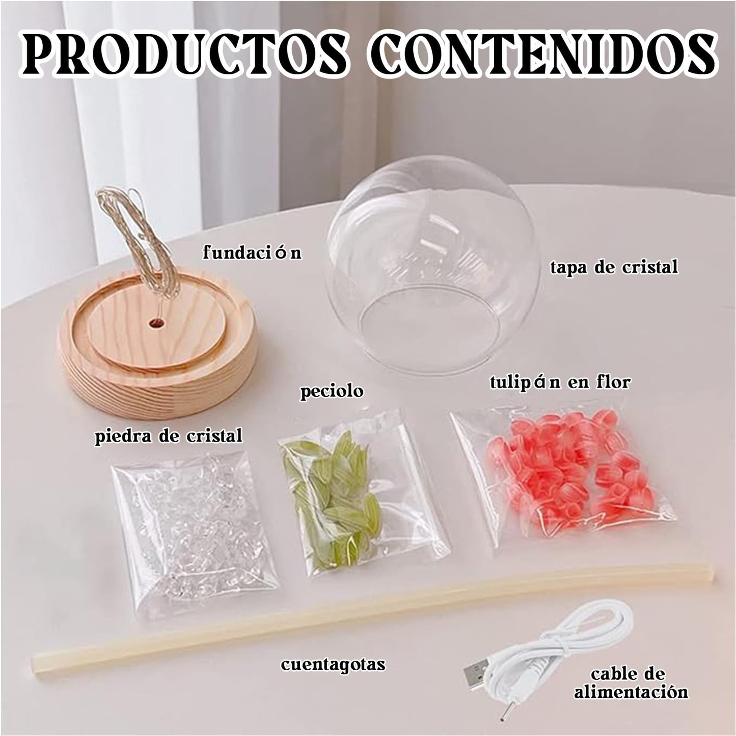 lankatt DIY Lámpara de noche de tulipán, Lámpara de tulipán LED hecha a mano, Regalo para mamá, Regalo para novia, Perfecto para cumpleaños, vacaciones, fiestas, bodas (USB-Rosa)