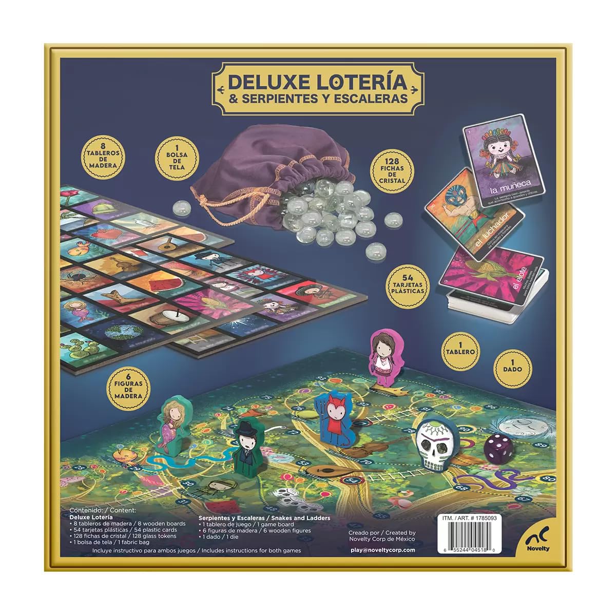 Juego Tradicional MARVAL TECH Lotería Deluxe & Serpientes y Escaleras Novelty Crop