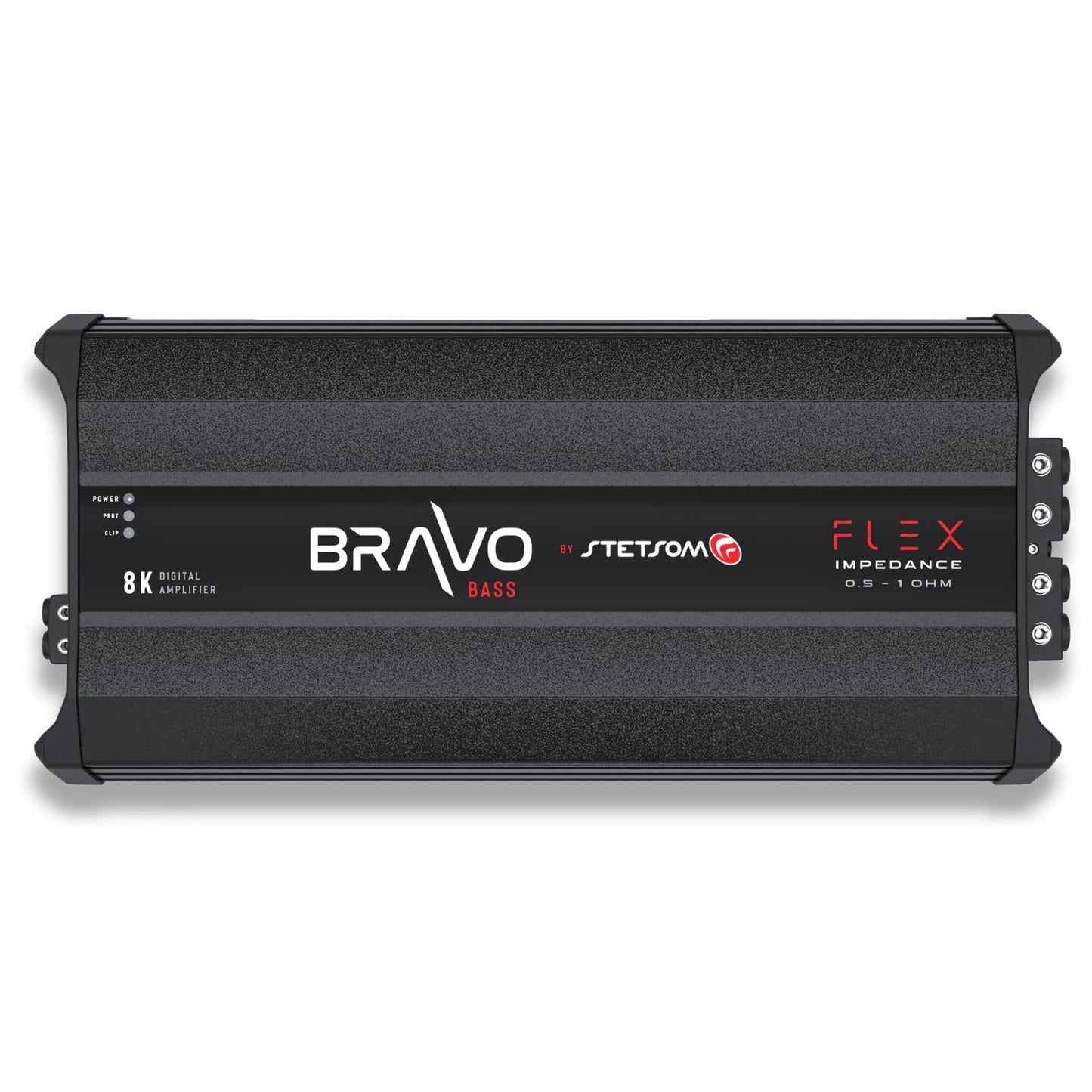 Amplificador de Audio Clase D Stetsom Bravo BASS Flex 8000 Vatios para Coche con Sistema de Impedancia Automática Monobloque Subwoofers