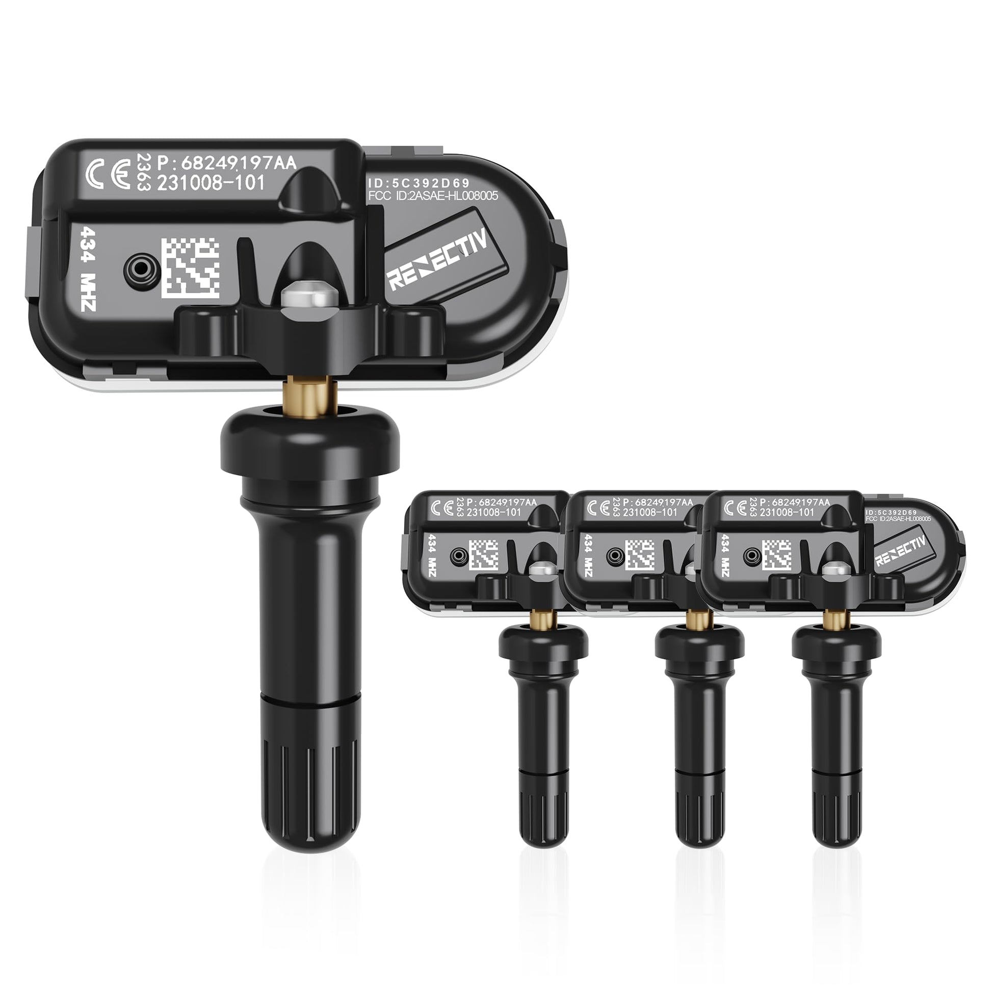 Sensor de Presión de Neumáticos RENECTIV 434 MHz Compatible con RAM y Jeep Cherokee 2014-2022 juego de 4 Piezas