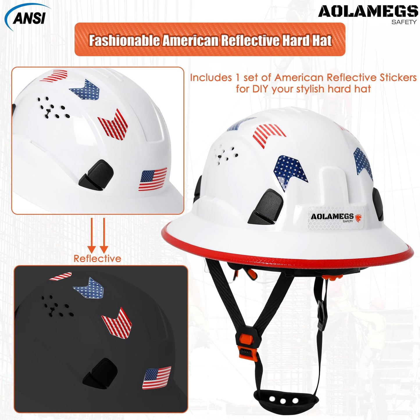 Cascos duros de borde completo con visera de construcción aprobados por OSHA - Cascos duros ventilados para hombres, Casco duro negro con correa para la barbilla, seguridad negro con visera tintada