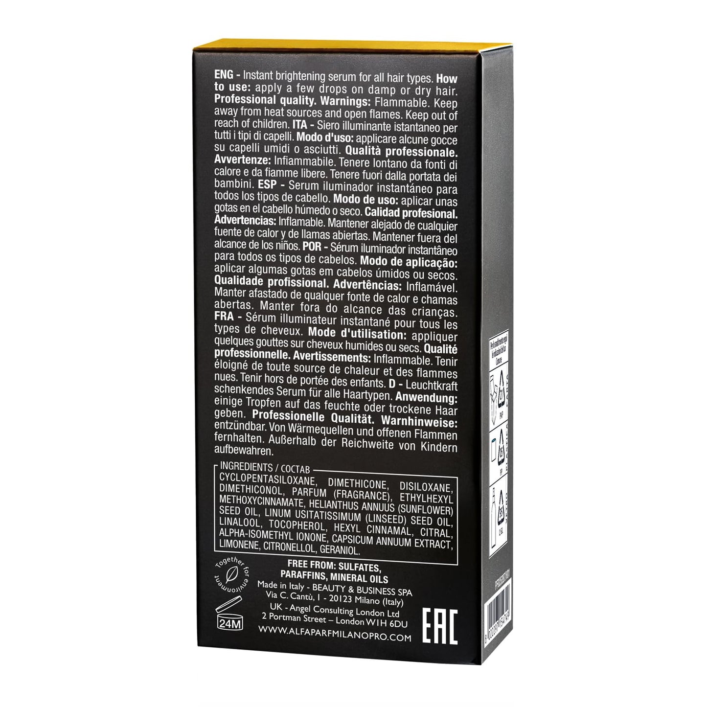 Suero Smoothing Semi Di Lino Sublime Alfaparf Milano Transparente de Acabado Brillante Profesional