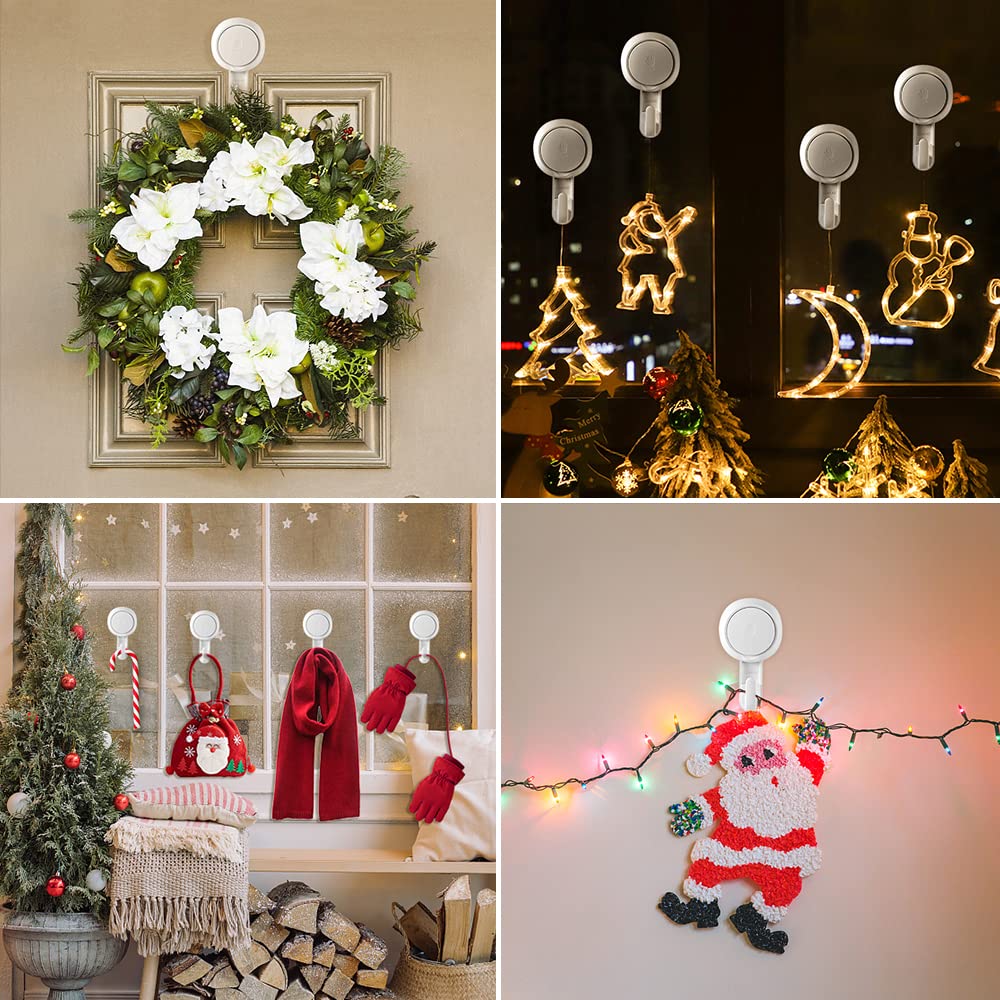 Luxear Ganchos Adhesivos para Pared Reutilizables, Ganchos de Succión para Baño de Hasta 5 kg de Carga Impermeable, Soporte de Succión para Pared para Cocina, Baño, Puerta y Ventana - 4 Pack