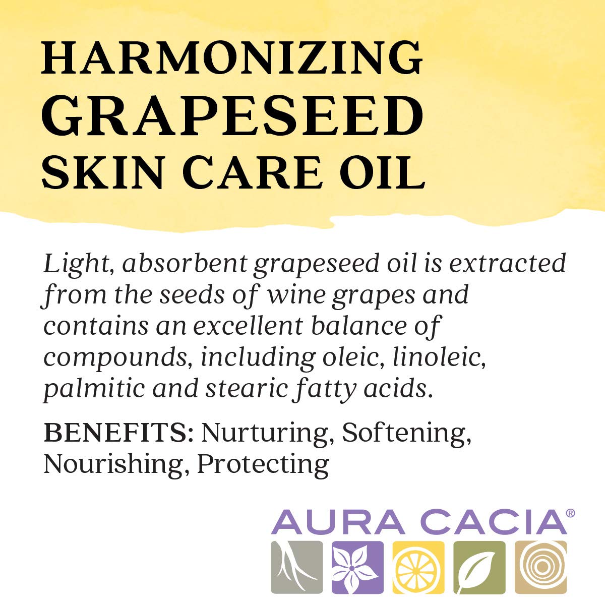 Aura Cacia Natural Skin Care Oil, Harmonizing Grapeseed with Vitamin E, 16 Fluid Ounce