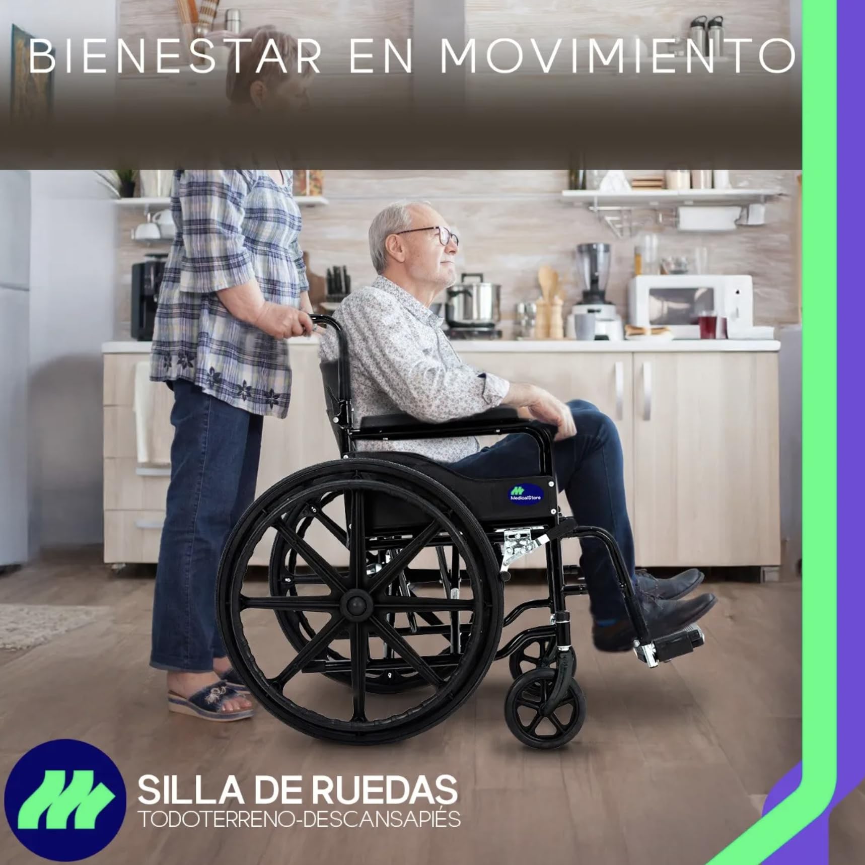 Silla De Ruedas MEDICAL STORE Rojo Todo Terreno Plegable para Adulto Mayor