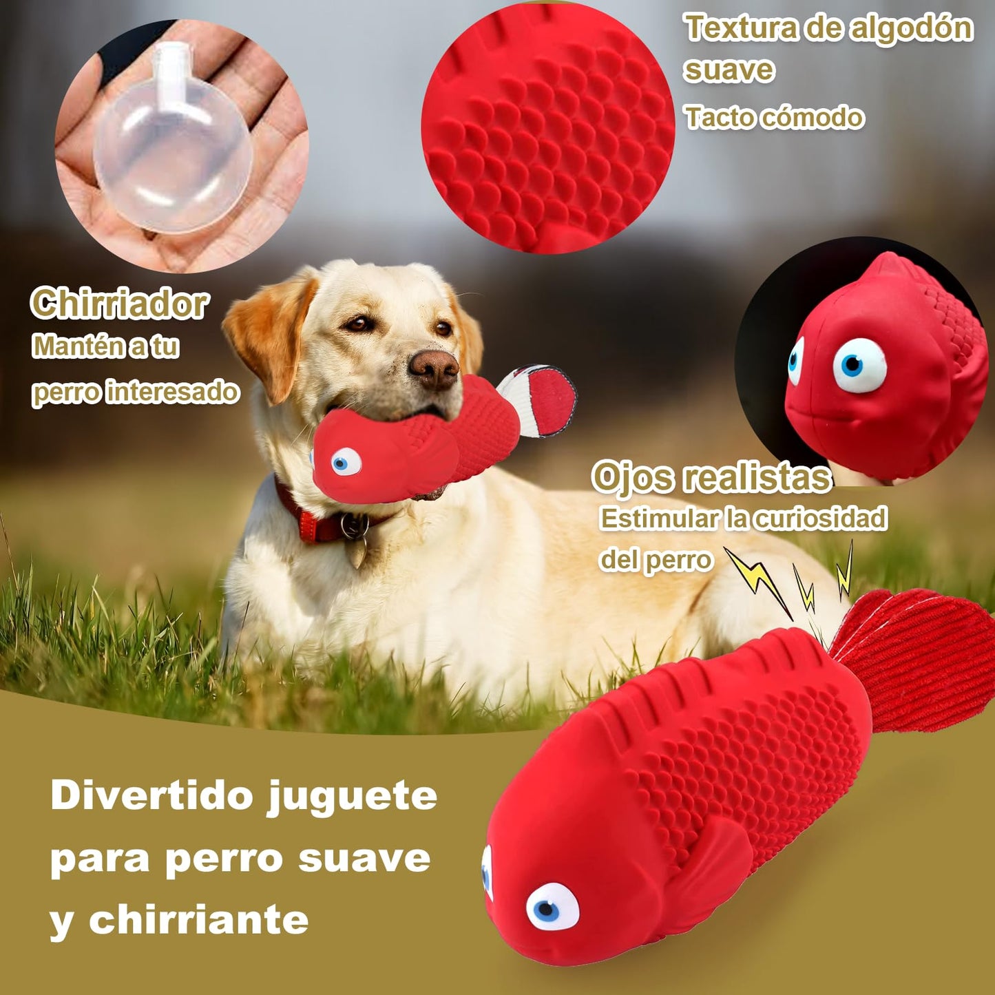 Juguete resistente para perros grandes para masticar duro, juguete para masticar perros, juguete de goma para perros de razas grandes, juguete de dentición duradero para perros medianos (pez payaso)