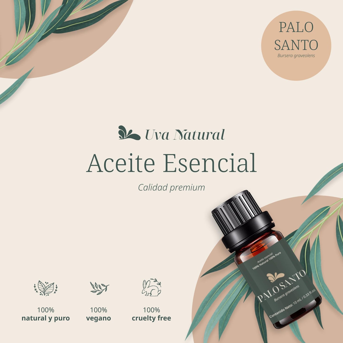 Aceites Esenciales Aromaterapia Palo Santo UVa Natural 100% para Difusores y Humidificadores con Caja de Regalo Exquisita