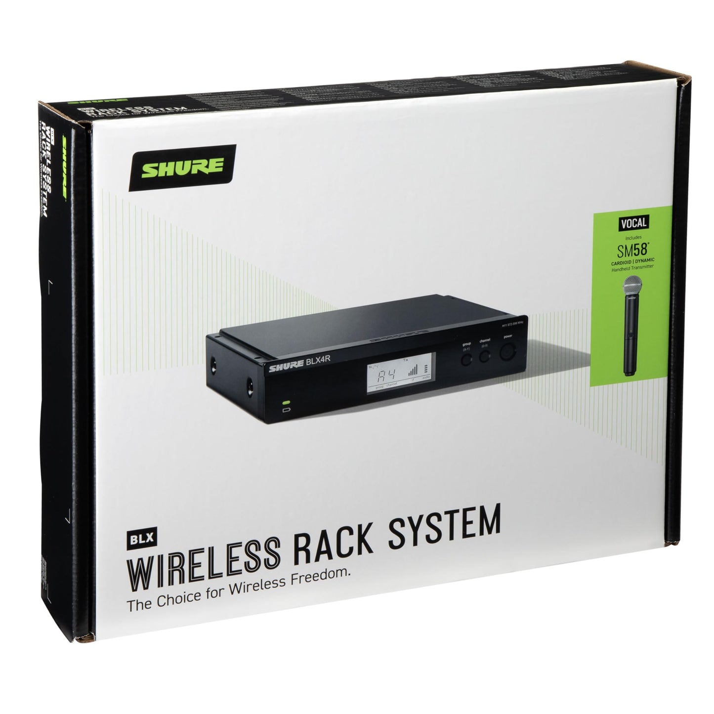 Sistema de Micrófono Inalámbrico Shure BLX24R SM58 Banda H10 con Receptor de Montaje en Rack y Transmisor de Mano para Actuaciones Vocales