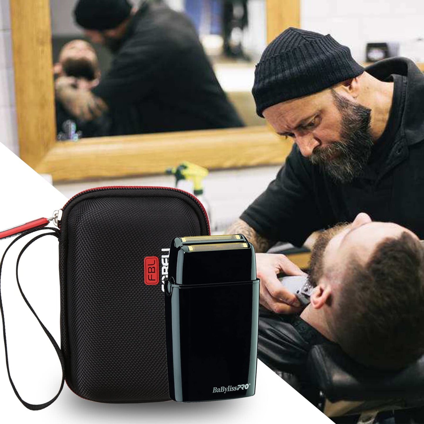FBLFOBELI BaBylissPRO /GOLDFX/ROSEFX/BLACKFX/Collection Barberology - Afeitadora de doble lámina de metal inalámbrica, bolsa de viaje compacta a prueba de golpes