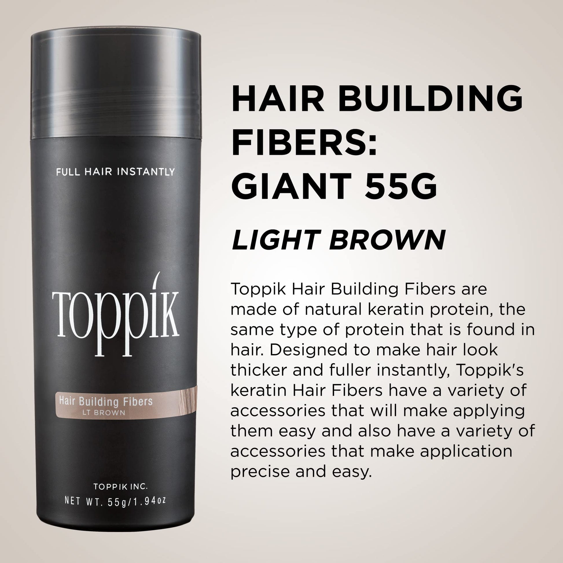 Toppik Fibras Para Dar Volumen Al Cabello, Castaño Claro, 55 g (1.94 oz.)