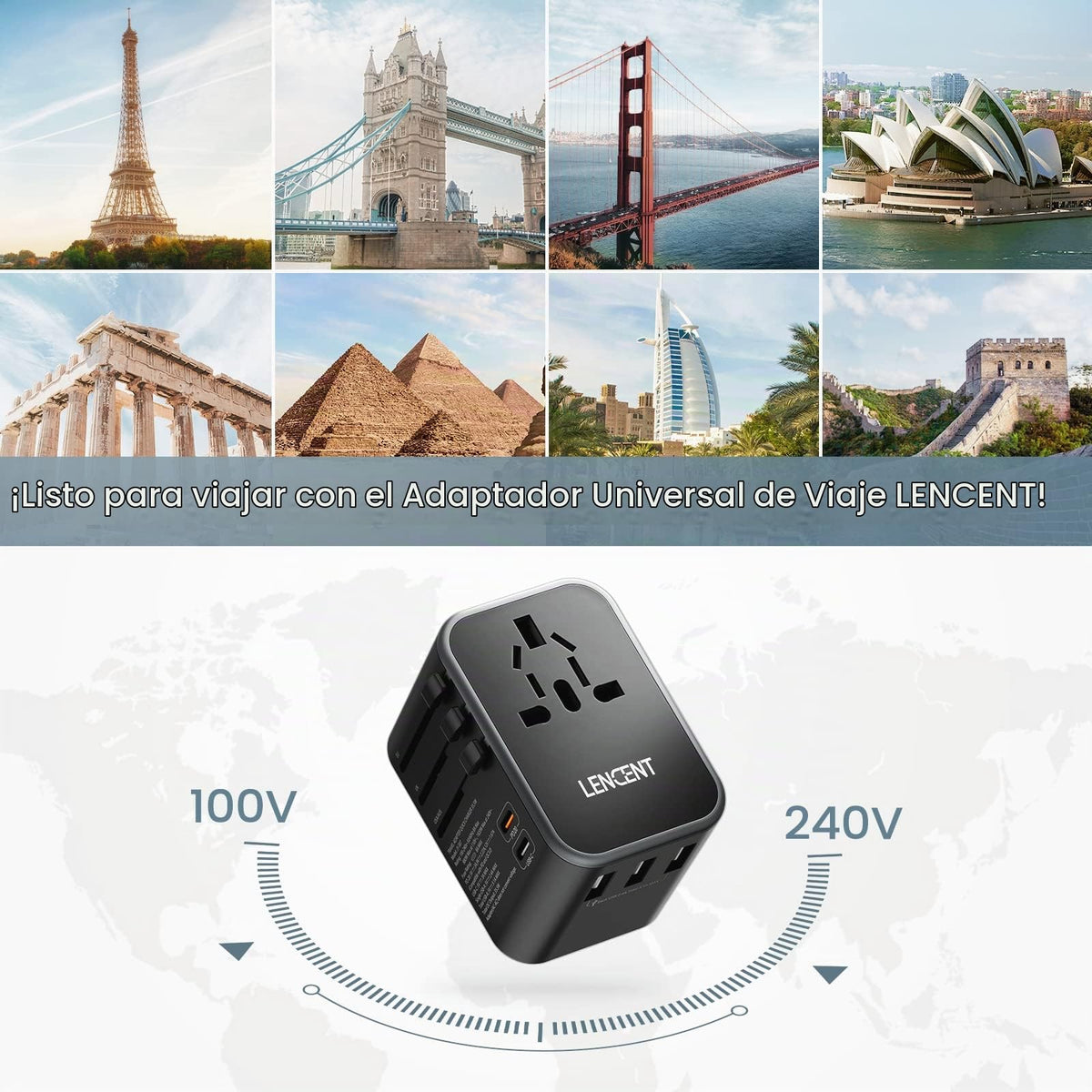 Adaptador de Viaje LENCENT Internacional
