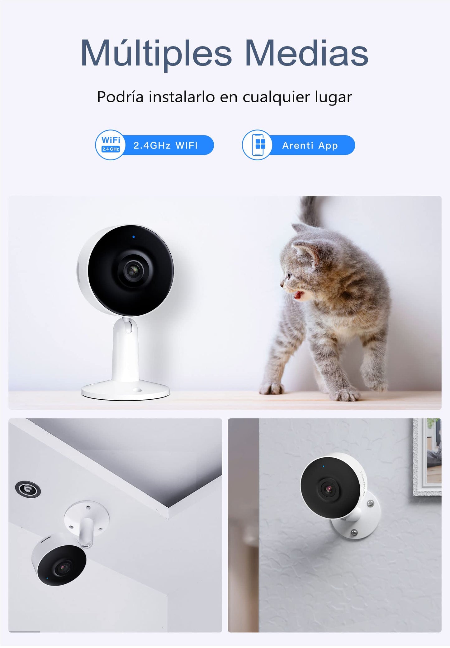 Cámara de Seguridad Interior EASYTAO 4MP Blanca Visión Nocturna Detección de Movimiento y Sonido para Bebé Mascota Anciano