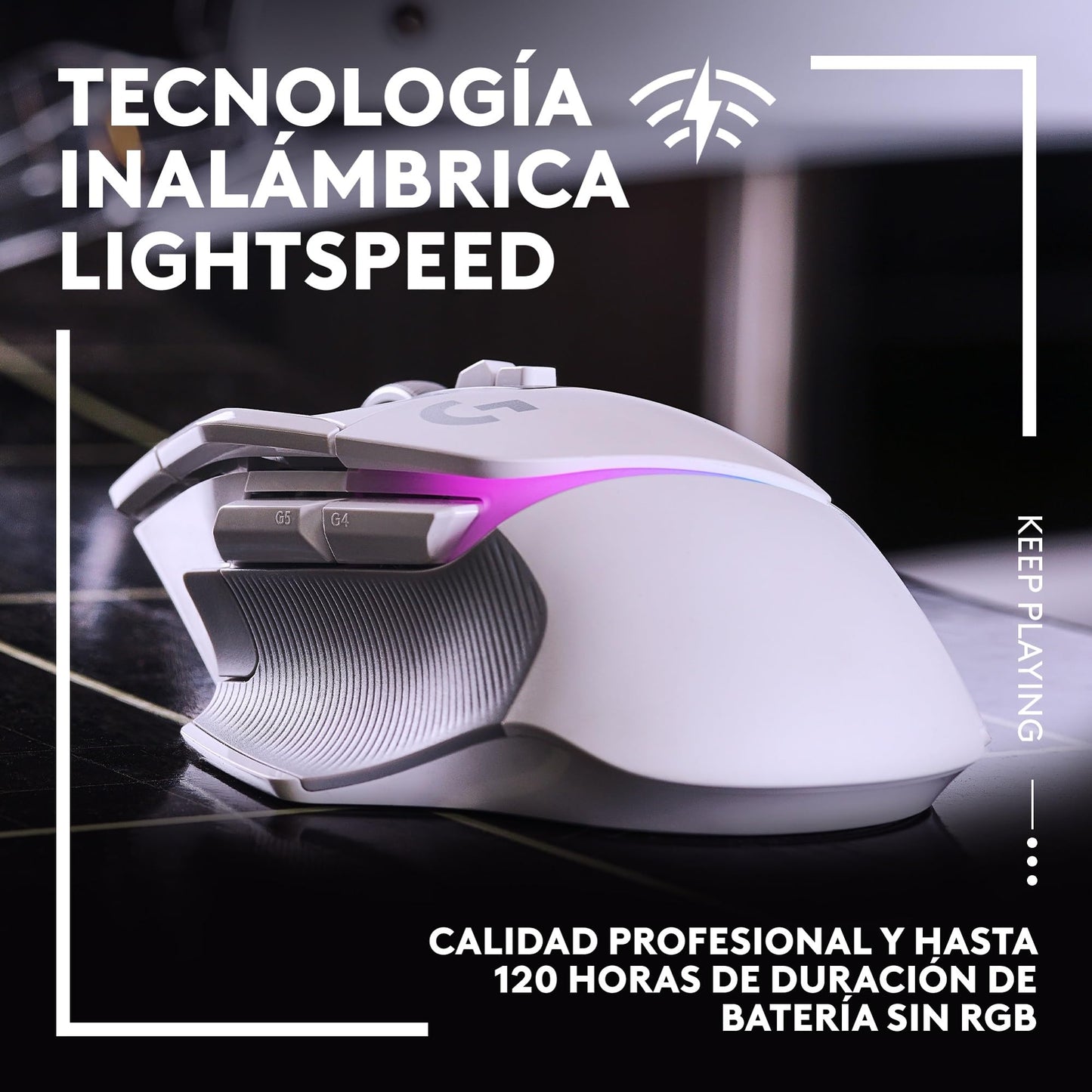 Logitech G502 X Plus Lightspeed Mouse Óptico Inalámbrico RGB para Gaming - Interruptores híbridos LIGHTFORCE, LIGHTSYNC RGB, Sensor Gaming Hero 25K, Compatible con PC - macOS/Windows - Blanco