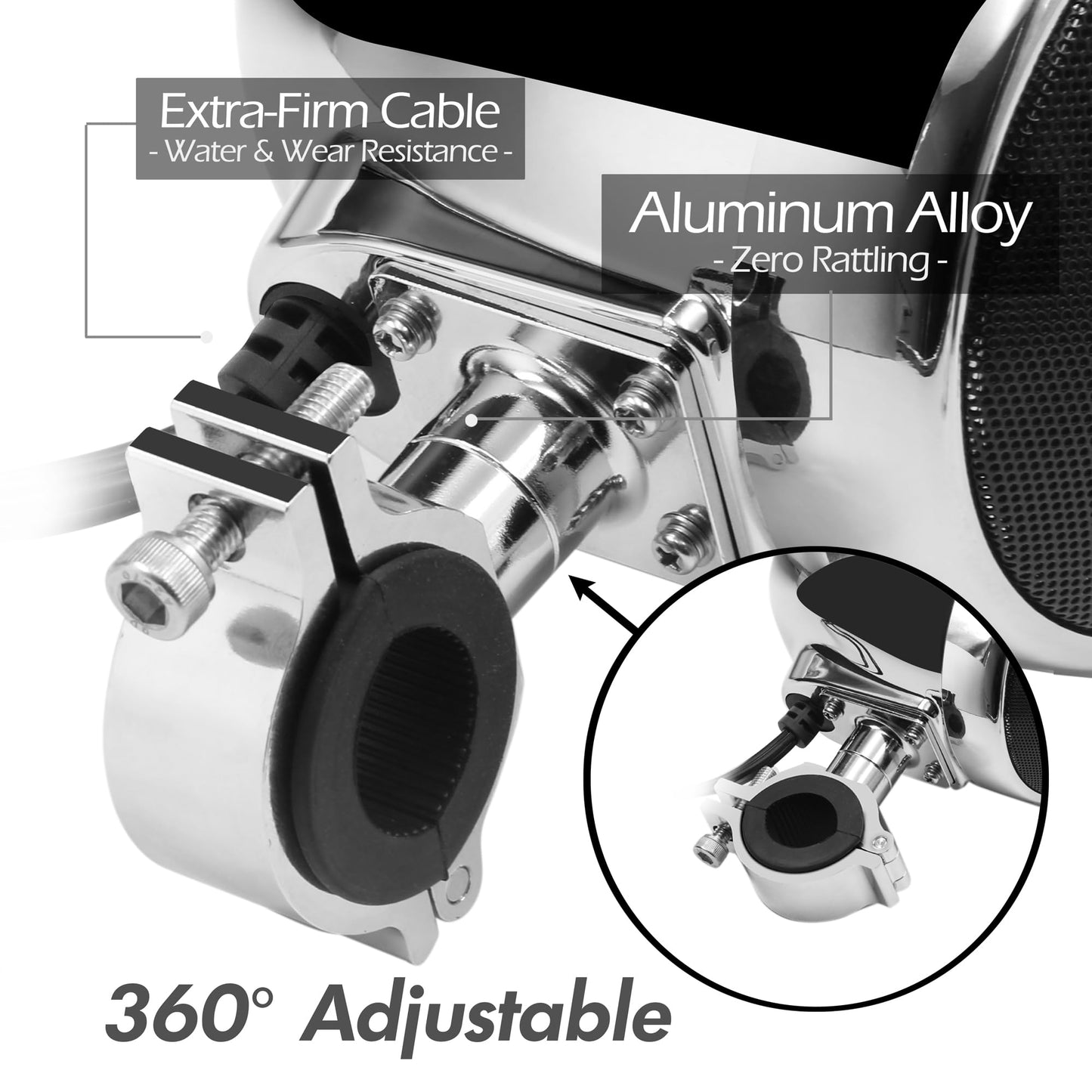 GoHawk AN4-X Amplificador Todo en uno de 2 Canales 4.5 "Altavoces estéreo Bluetooth Impermeables de Rango Completo para Motocicleta Sistema de Amplificador de Audio USB para 1-1.25" Bar Harley
