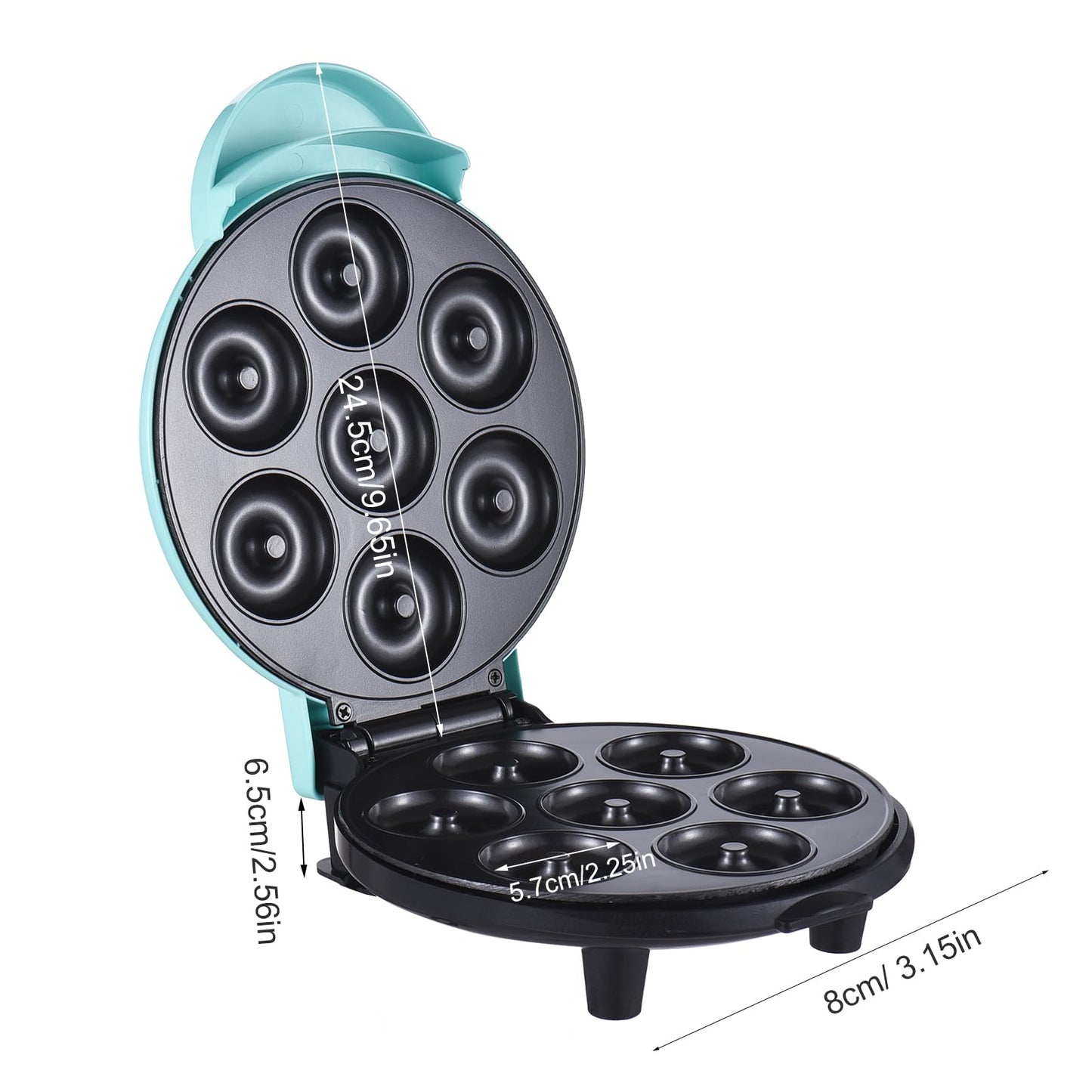 KONDIAN Dash Mini Donut Maker Machine Hace 7 Donuts 700W Calefacción de Doble Cara Recubrimiento Antiadherente Máquina Eléctrica para Hacer Donuts para Desayuno para Niños Postre Merienda Perfecto