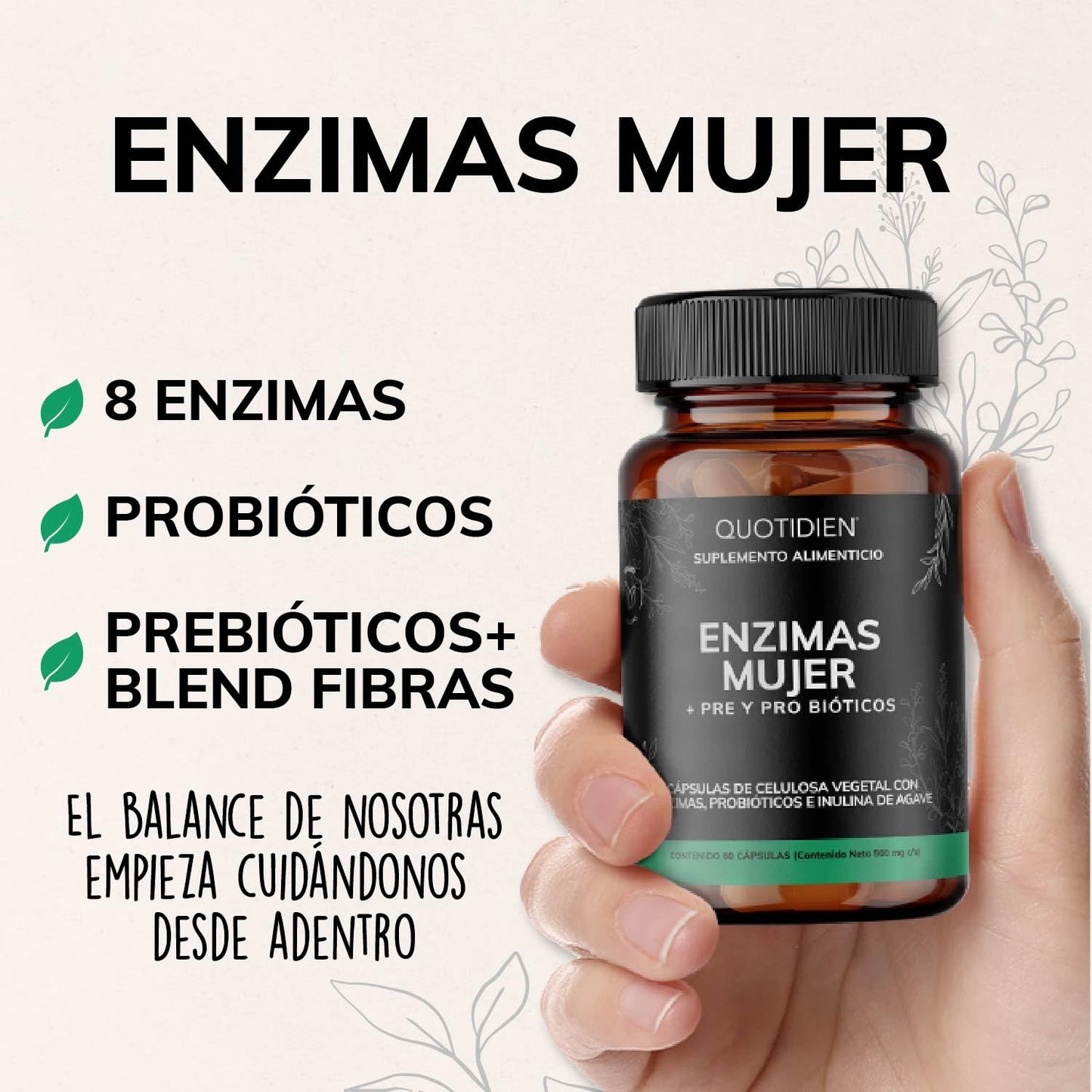 Suplemento Digestivo Quotidien Vegano Amplio Espectro para Mujer