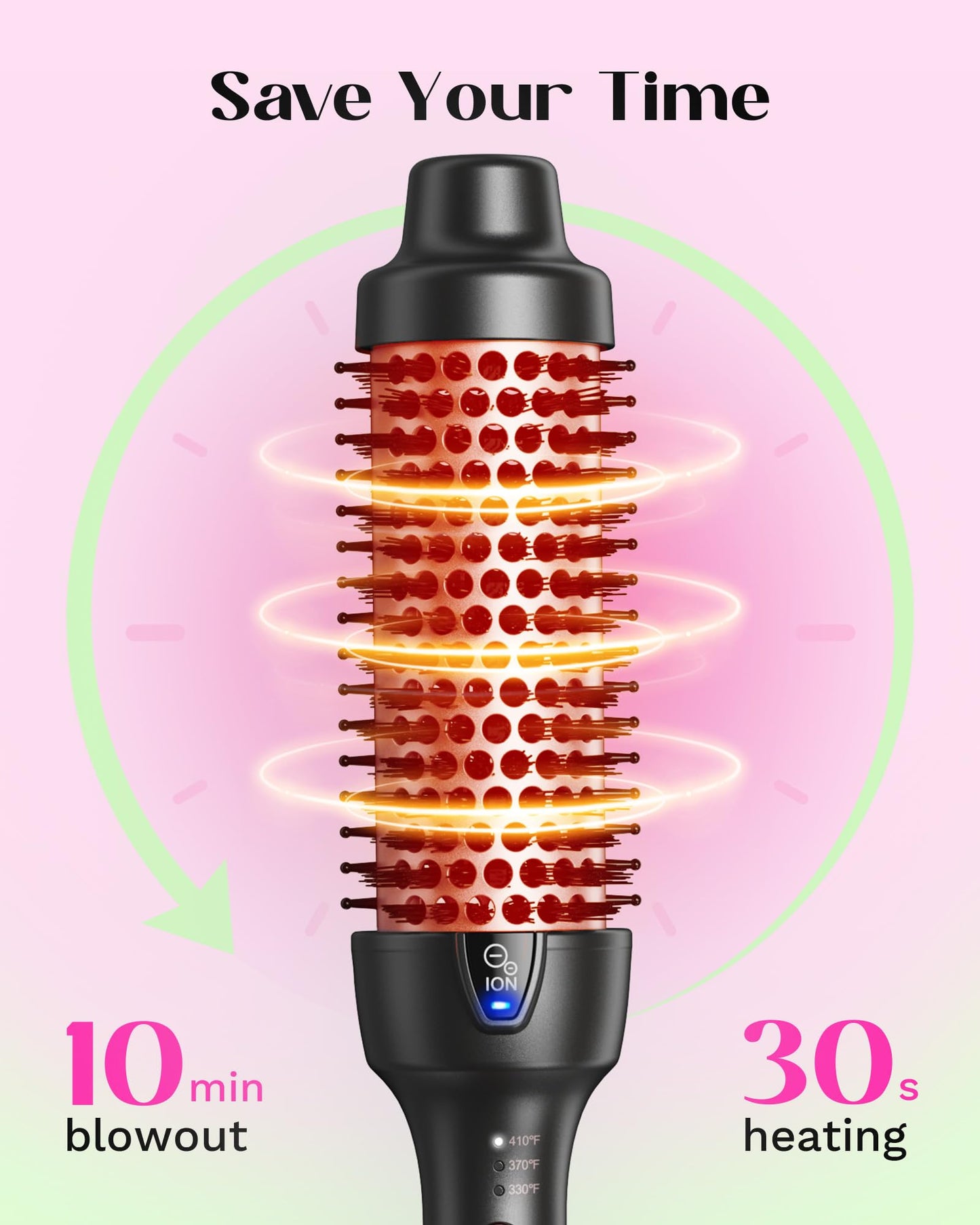 Wavytalk Pro - Cepillo térmico para aspecto soplado, cepillo redondo iónico de 1 1/2 pulgadas que hace que el cabello sea más suave, cepillo térmico redondo de doble voltaje obtenga rizos naturales,