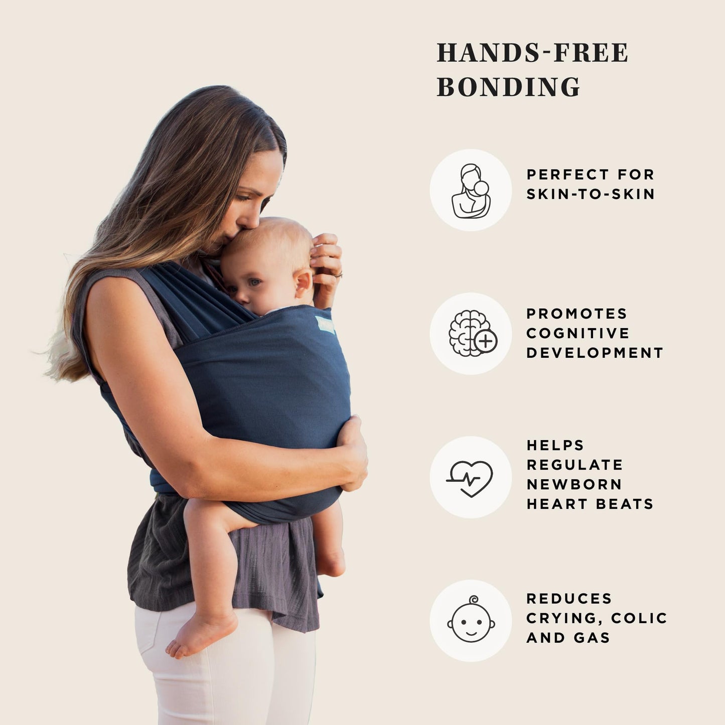 Moby Portabebés Cruzado - Clásico | Portabebé para Recién Nacidos y Bebés | Envoltura de Bebé #1 | Seguro y Ajustable para Todos los Cuerpos | Perfecto para Mamá y Papá | Medianoche