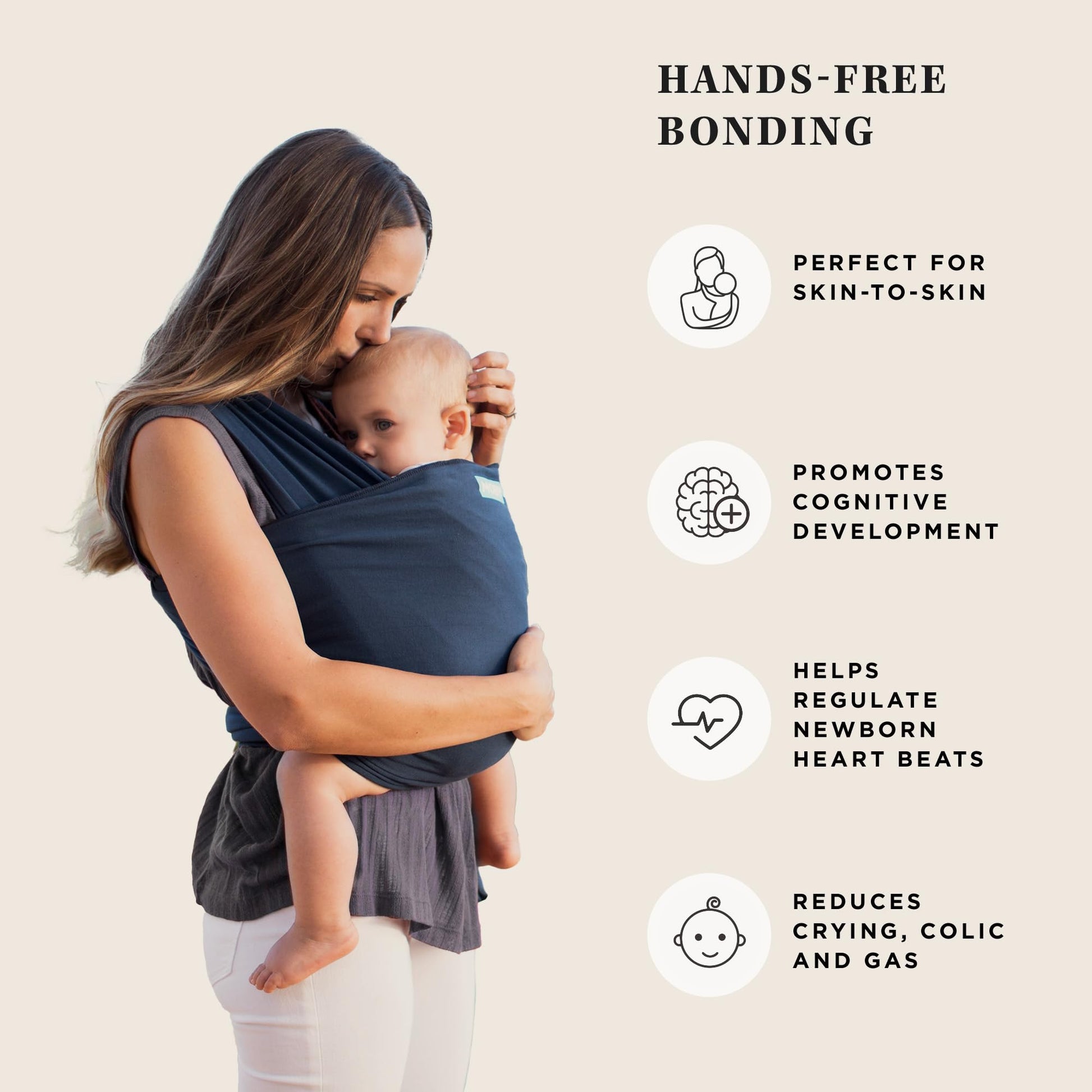 Moby Portabebés Cruzado - Clásico | Portabebé para Recién Nacidos y Bebés | Envoltura de Bebé #1 | Seguro y Ajustable para Todos los Cuerpos | Perfecto para Mamá y Papá | Medianoche