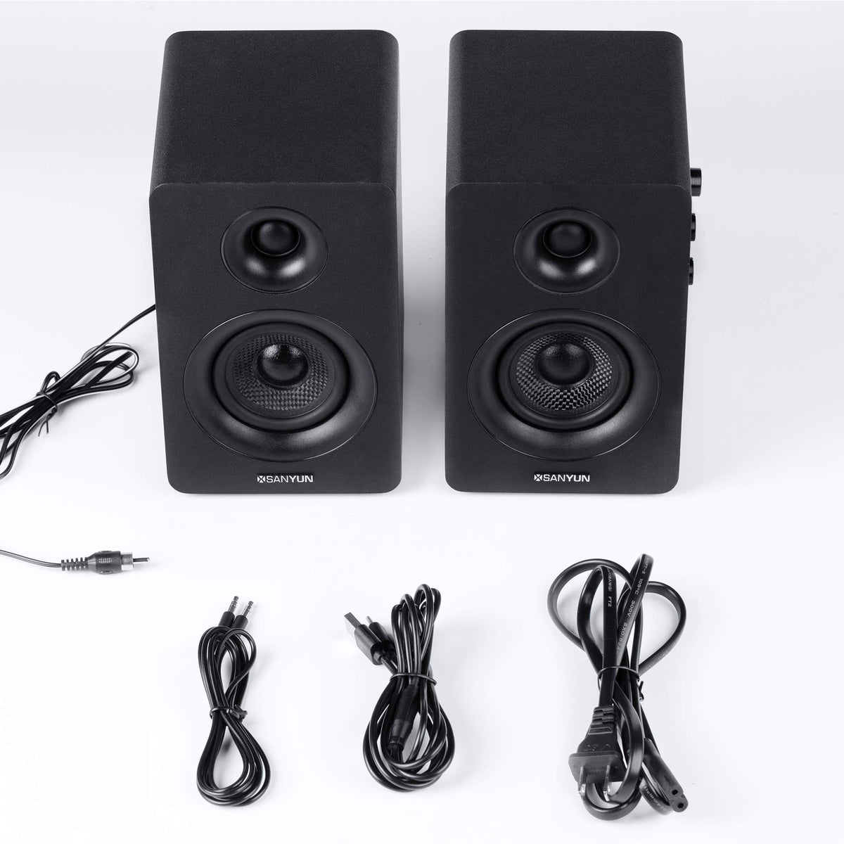 Altavoces de Estantería Sanyun Negro Bluetooth 5.0 con Unidad de Fibra de Carbono para Juegos de Monitor de Computadora