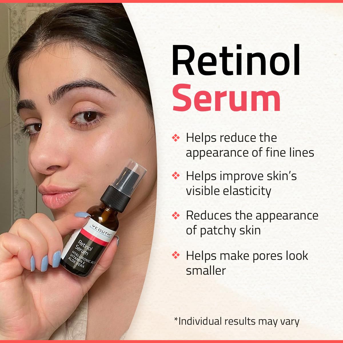 YEOUTH Retinol Serum con Acido Hialuronico Facial, Gran Combo con Facial Aceite / Bloqueador Solar Facial / Mascarillas Faciales, Suero Facial para el Cuidado de la Piel de Mujeres y Hombres 1oz