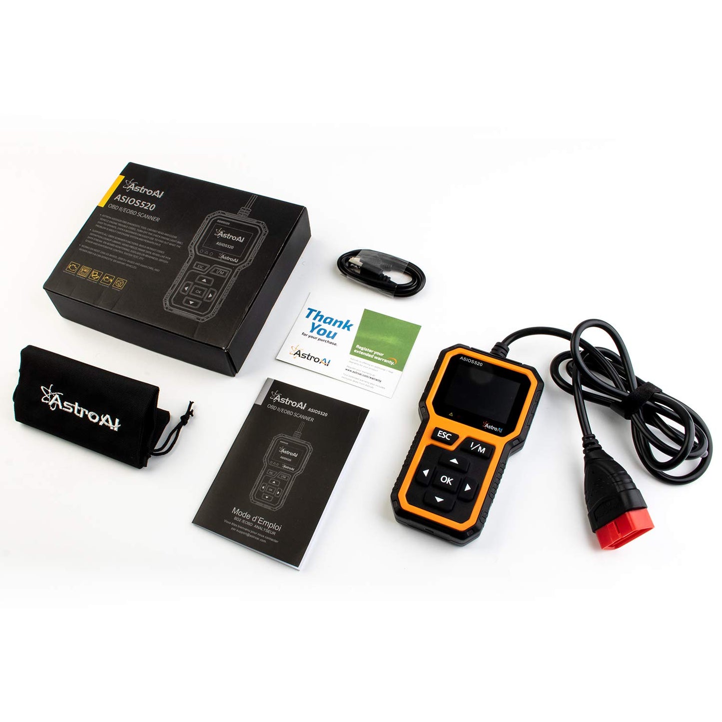 AstroAI OBD2 ASIOS520 Escáner Automotriz Professional, Lector de Códigos Universal, Scaner para Auto Herramienta de Diagnóstico con Pantalla de Color
