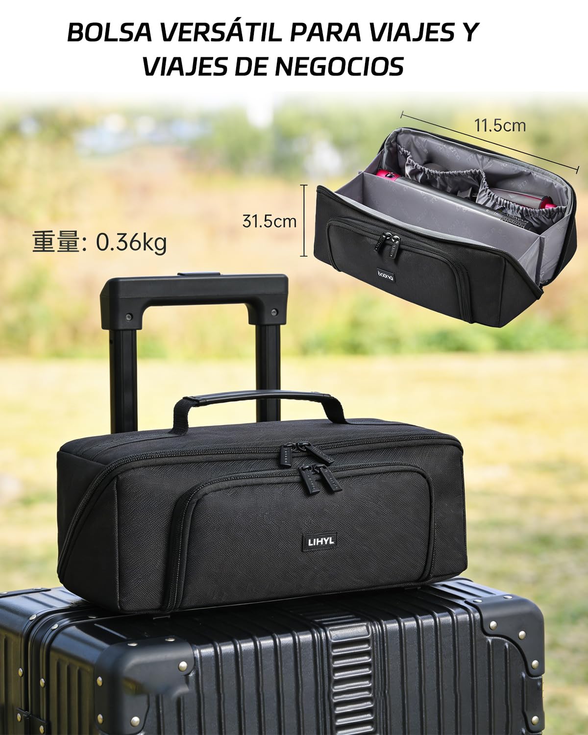 Funda de Viaje para Dyson Airwrap Styler/shark Flexstyle, Funda de Transporte Portátil para Secador de Pelo Dyson Superpersonic, Impermeable, Antiarañazos (doble Negro)