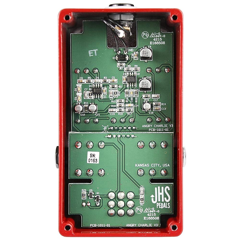 JHS Overdrive Pedal de efectos para guitarra, Angry Charlie, Rojo