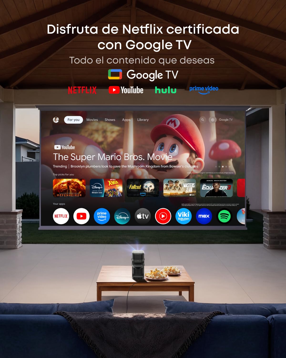 Soundcore Nebula P1 Proyector Portatil GTV con Altavoces Desmontables, 650 Lúmenes ANSI, Resolución 1080P, Sonido Envolvente 2.0 de 20W, Dolby Audio, Gimbal Integrado, Pantalla de hasta 180"