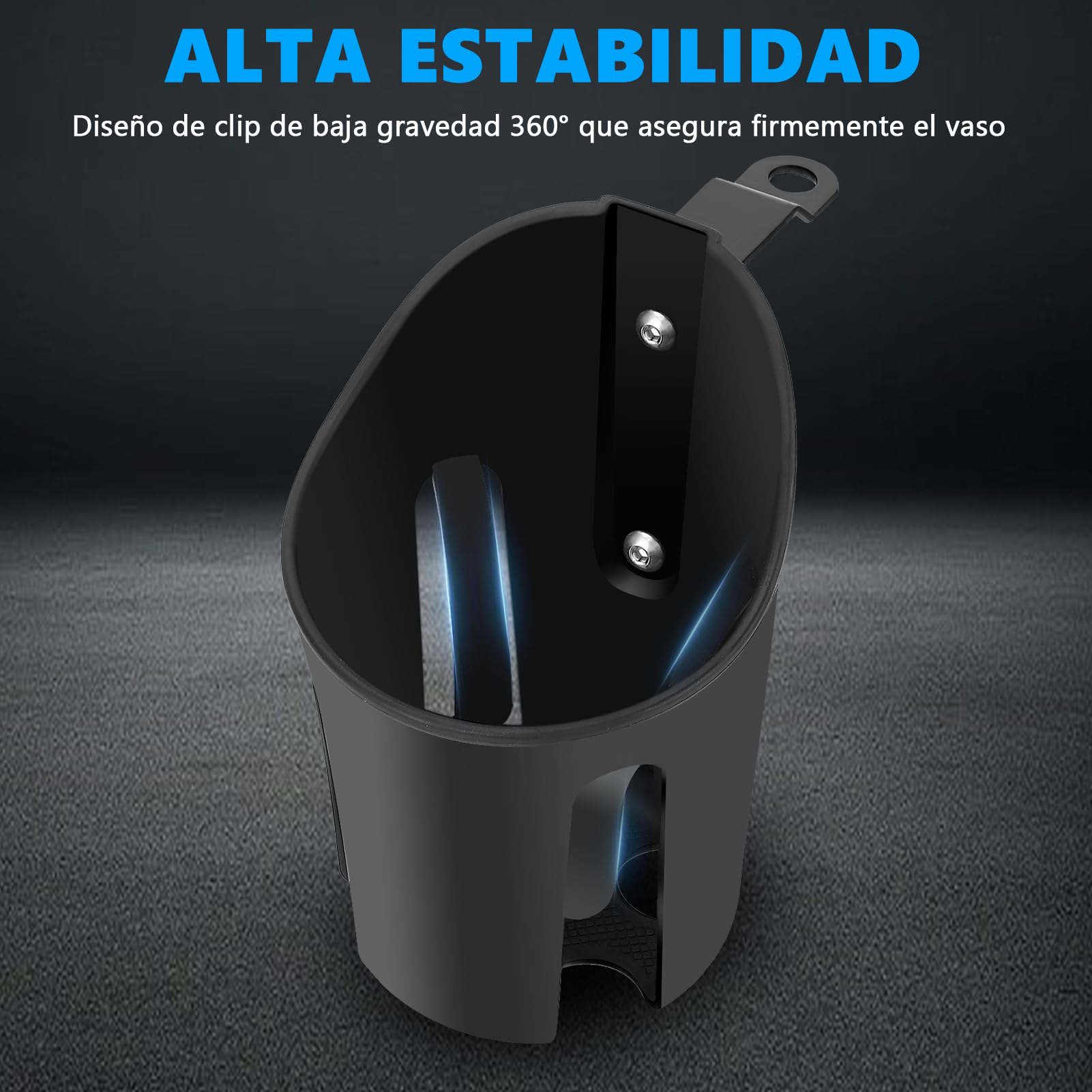 Porta Vasos Universal WODHMIEY Negro con Montaje en Espejo Retrovisor y Rotación 360 Grados para Moto