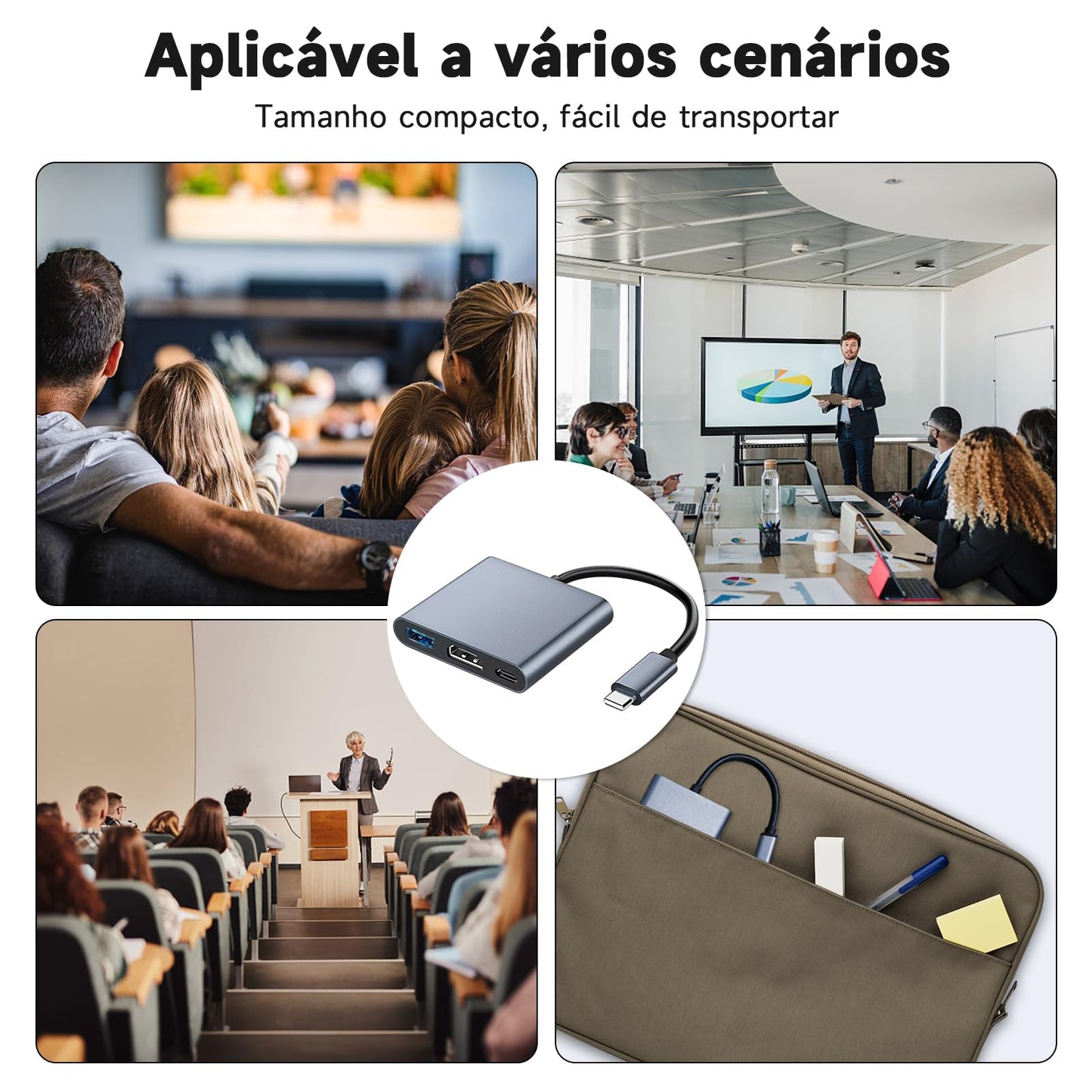 Adaptador USB C a HDMI QILOFU Plata con Multipuertos y Carga Rápida 4K Compatible para MacBook y Galaxy