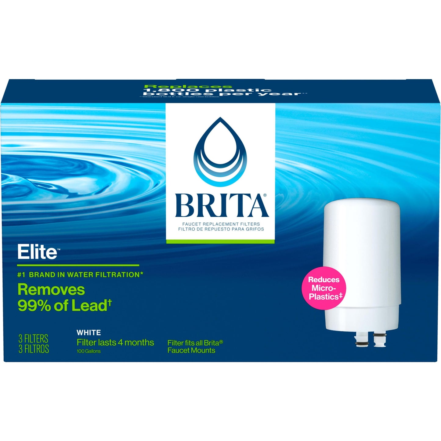Brita Filtros de agua de repuesto básicos, blanco, 3 unidades