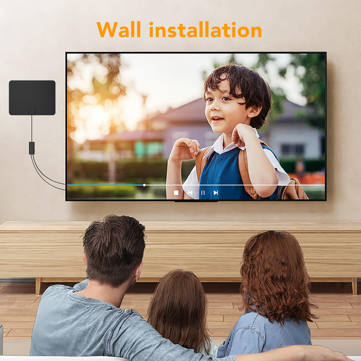 Antena de TV Digital con Amplificador HDTV Largo Alcance para Canales Locales Compatibilidad 4K-1080p Cable 15 Pies