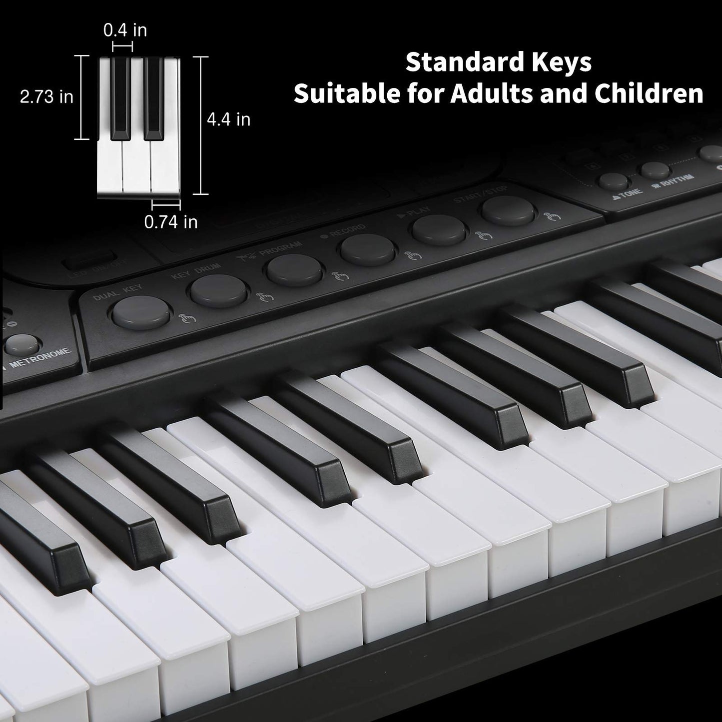 Hricane - Teclas iluminadas de piano para principiantes, adultos, adolescentes, niños, teclado de música electrónico de 61 teclas con modos de enseñanza, alimentado por USB o batería con visualización