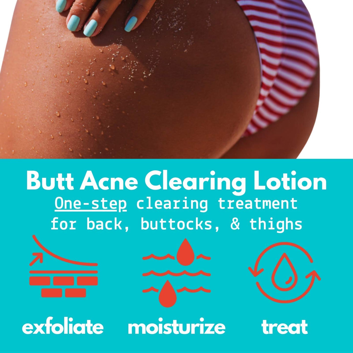 Brilliant Booty Kit | Butt Acne Clearing Lotion and ExfoliMATE Magic Body Exfoliating Cloth for Soft & Young Skin (Purple) by Green Heart Labs