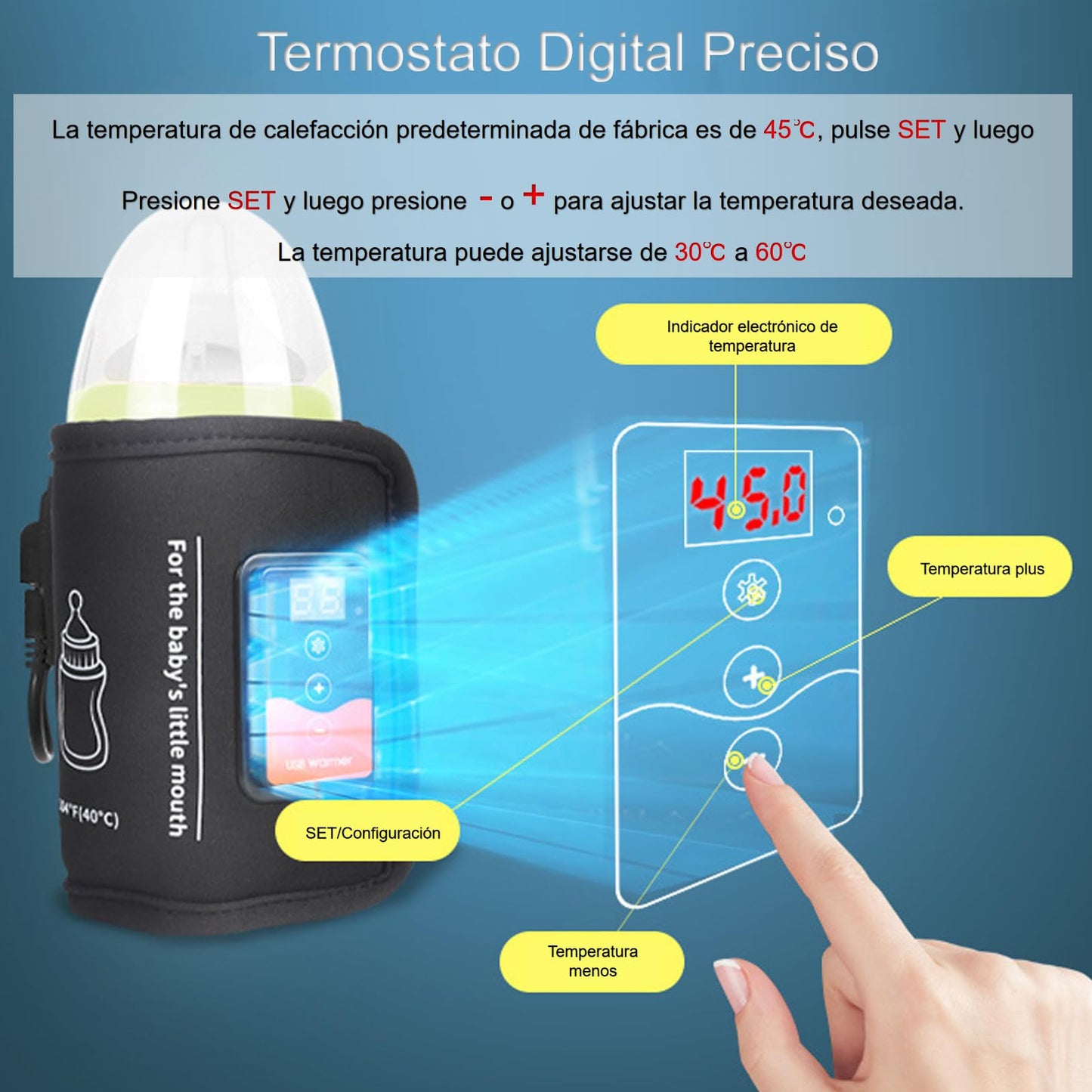 Calentador de Biberones USB para Viaje de bebé, Calentador de Leche para Bebés, Bolsa de Biberón con Aislamiento Portátil, Temperatura Constante, Calentamiento Rápido, Calentador