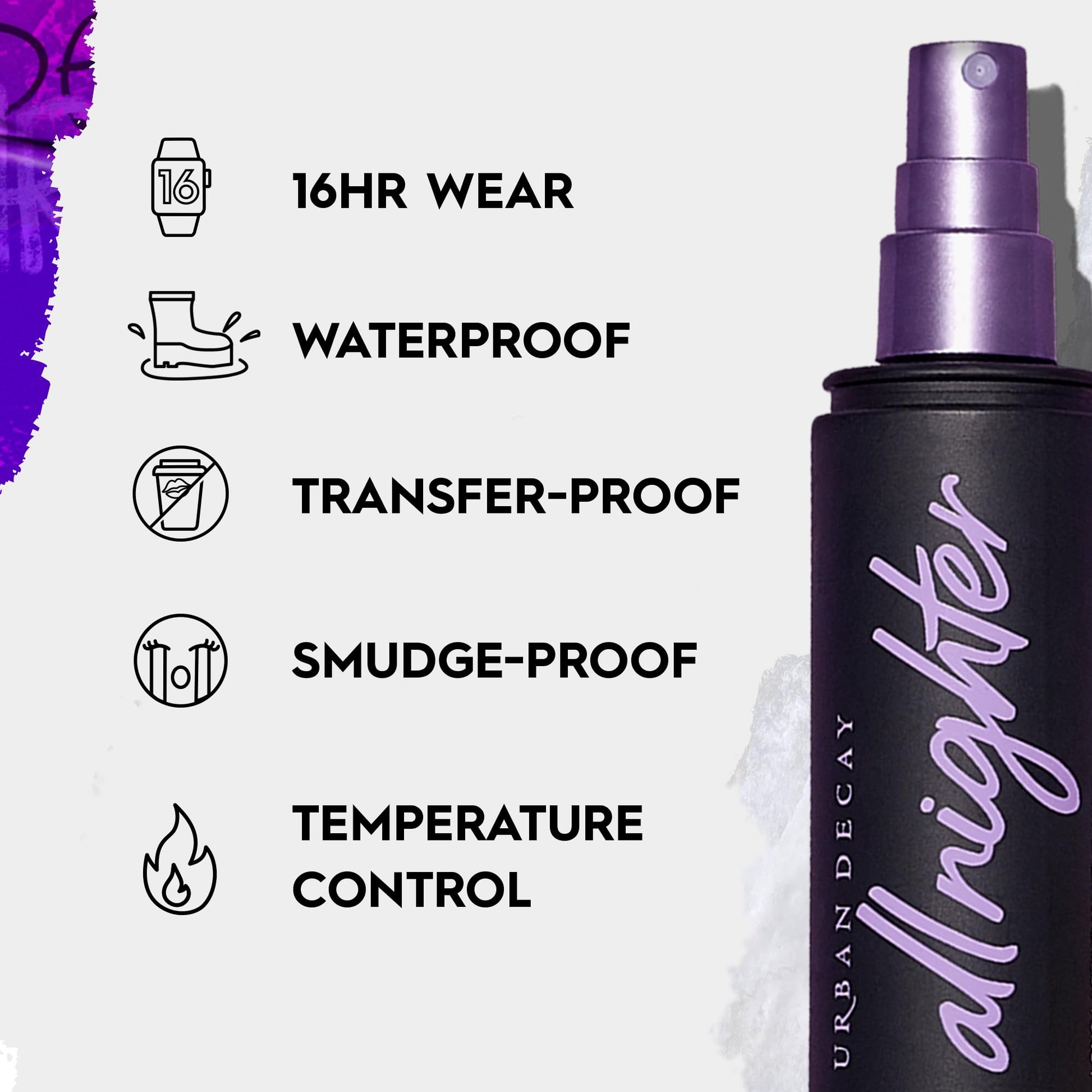 Urban Decay All Nighter Setting Spray Original, Fijador de Maquillaje, Hasta por 16 Hrs Acabado Natural